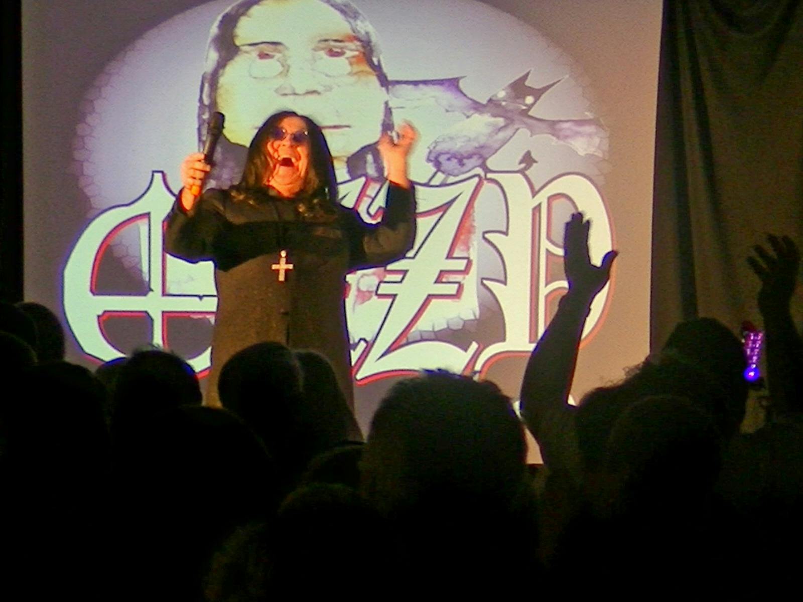 Ozzy Osborne and audience. Who’s making who laugh?
