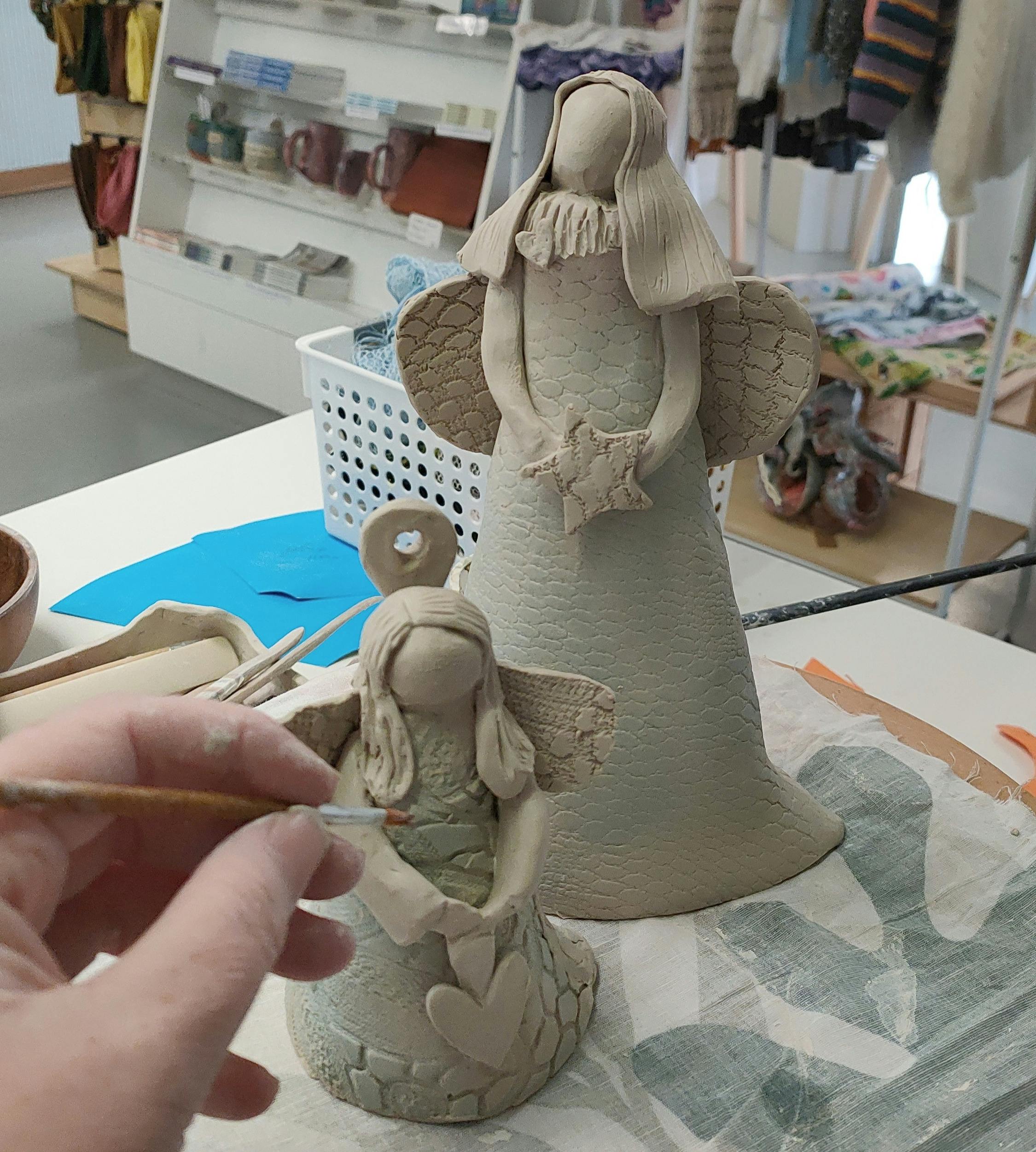 clay, christmas, angel, decoration, hanging, standing, beginner, tasmania
