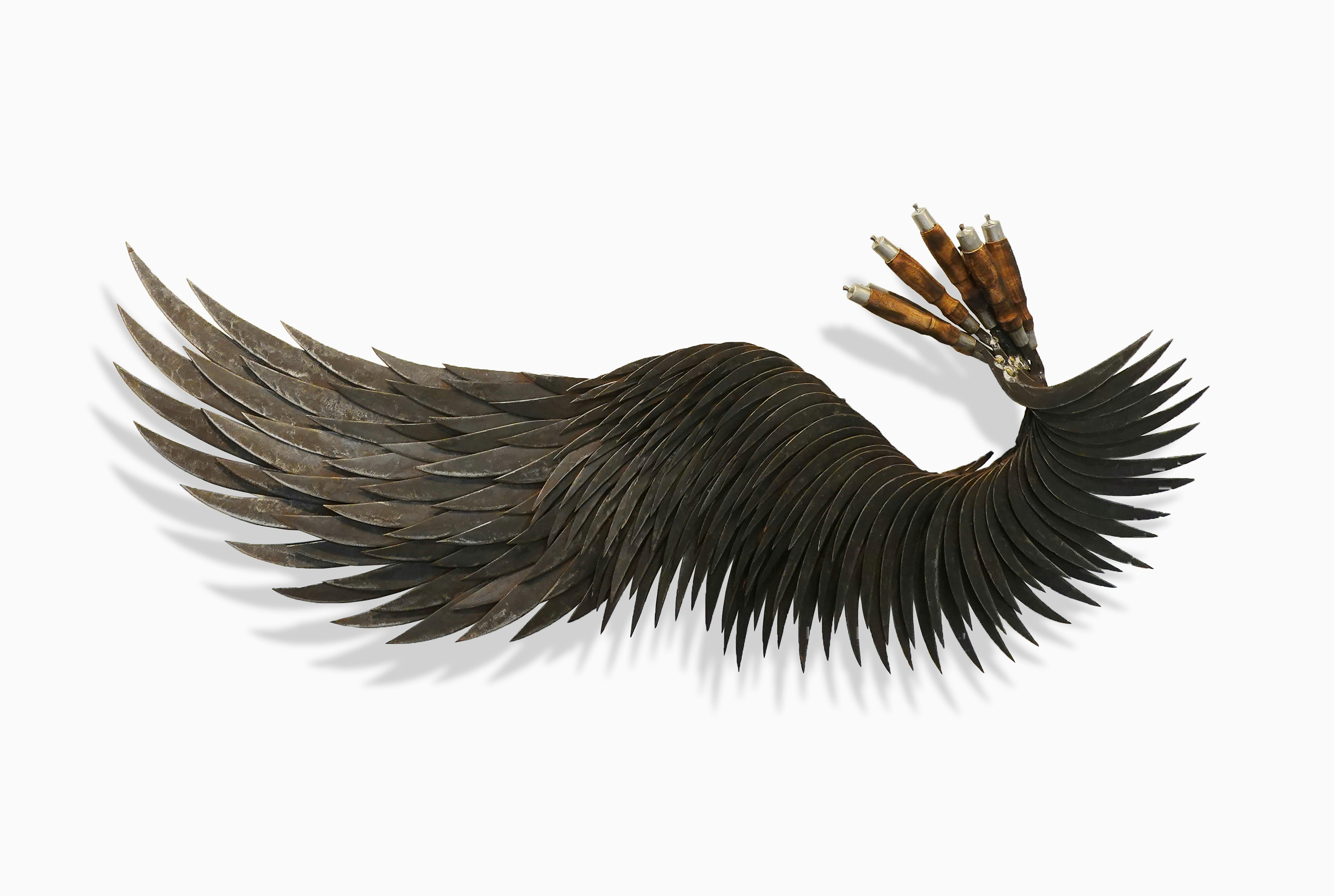 Isabel &  Alfredo Aquilizan, Left wing series (Magdalena version) 2, 2022. Hand-forged metal, wood.