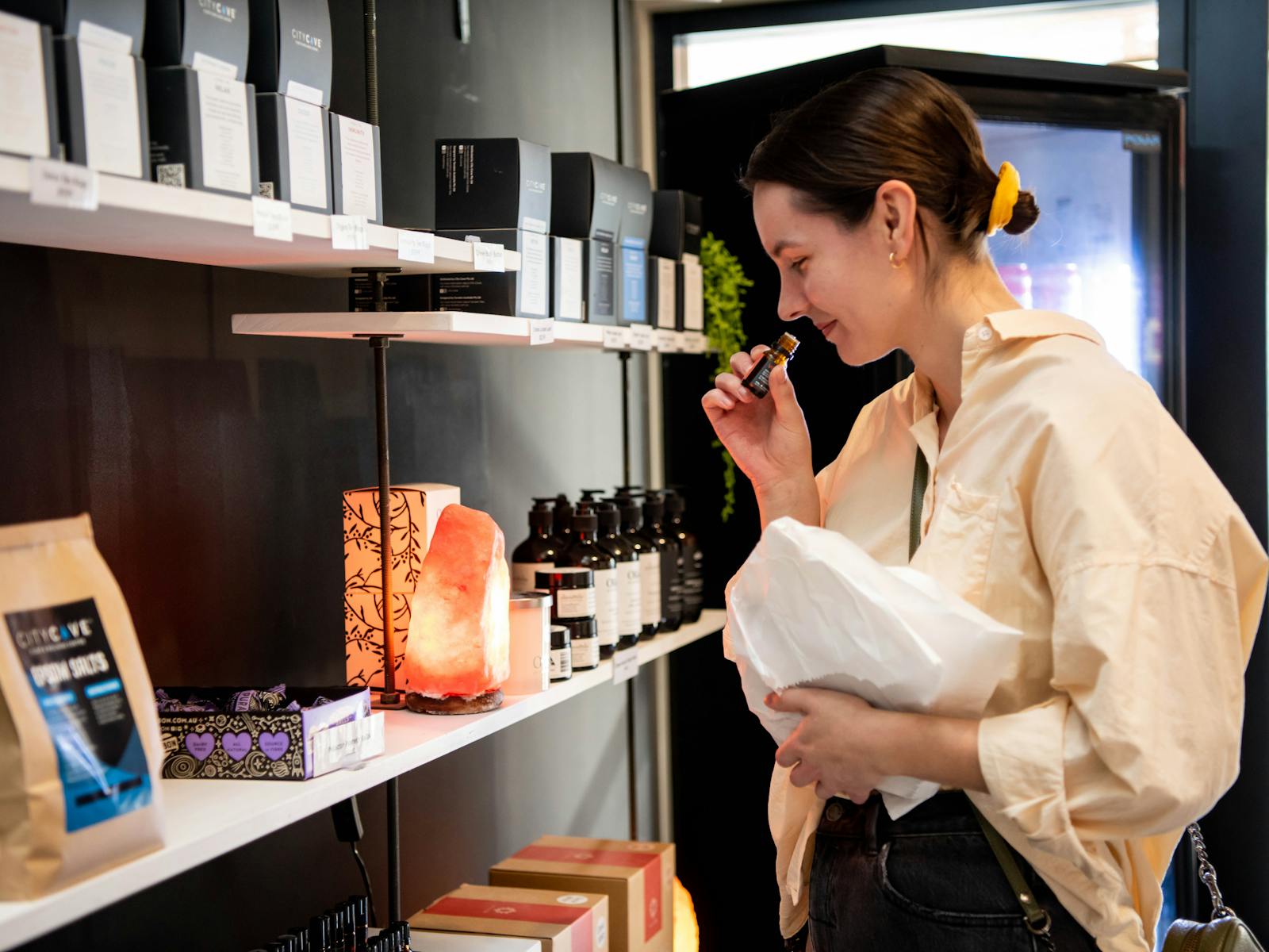 Variety of retail products from candles, teas and tonics