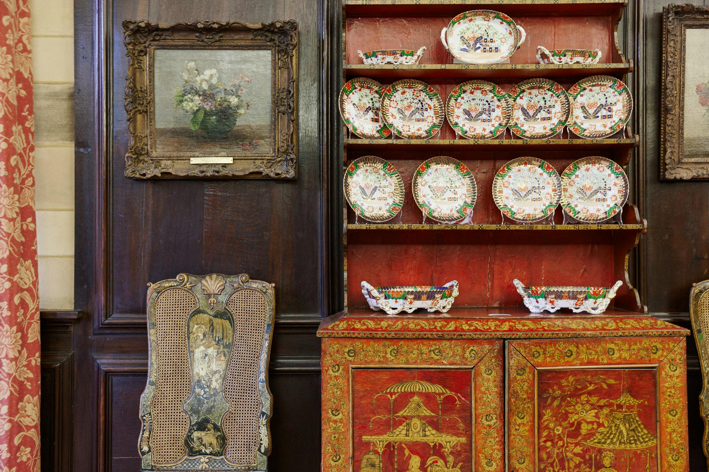 A view of the ceramic collection and antique furniture in the House Museum.