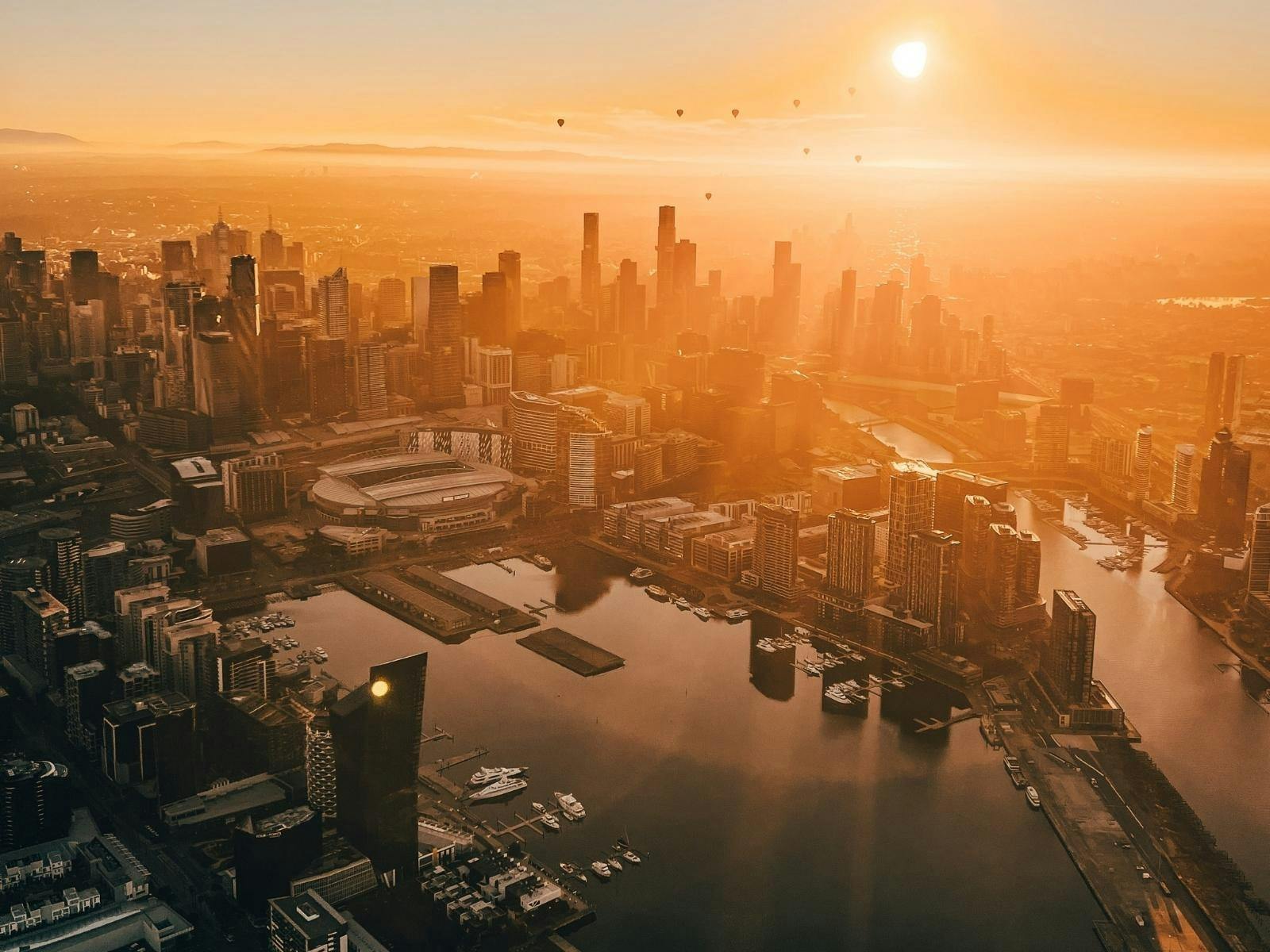 Sunrise view of Melbourne CBD