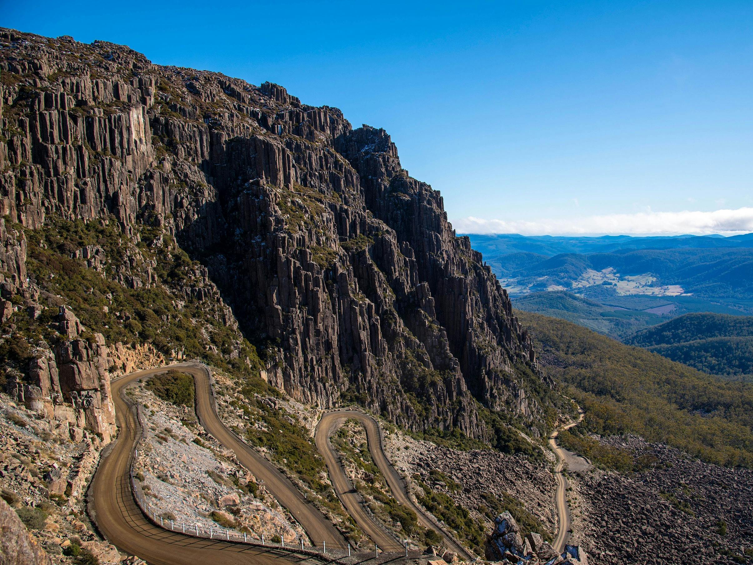 Mountain road with switchbacks