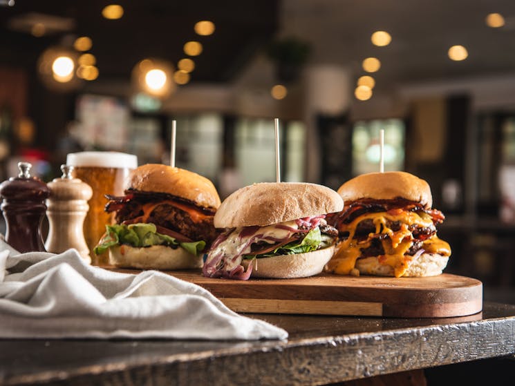 Beer and burgers - some of the delicious pub food served at Palace Hotel