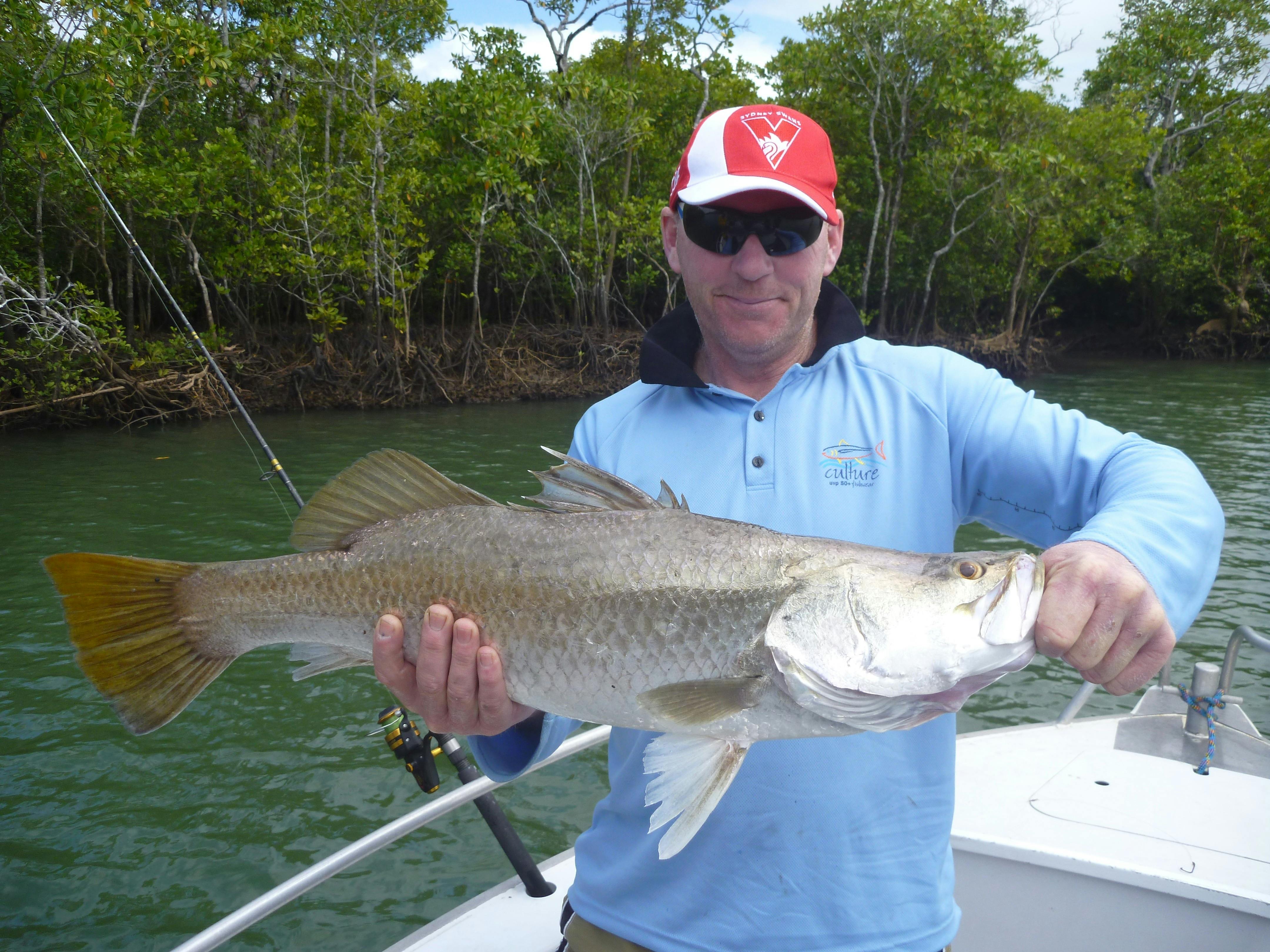 River fishing for Barramundi only 40 kms south of Cairns