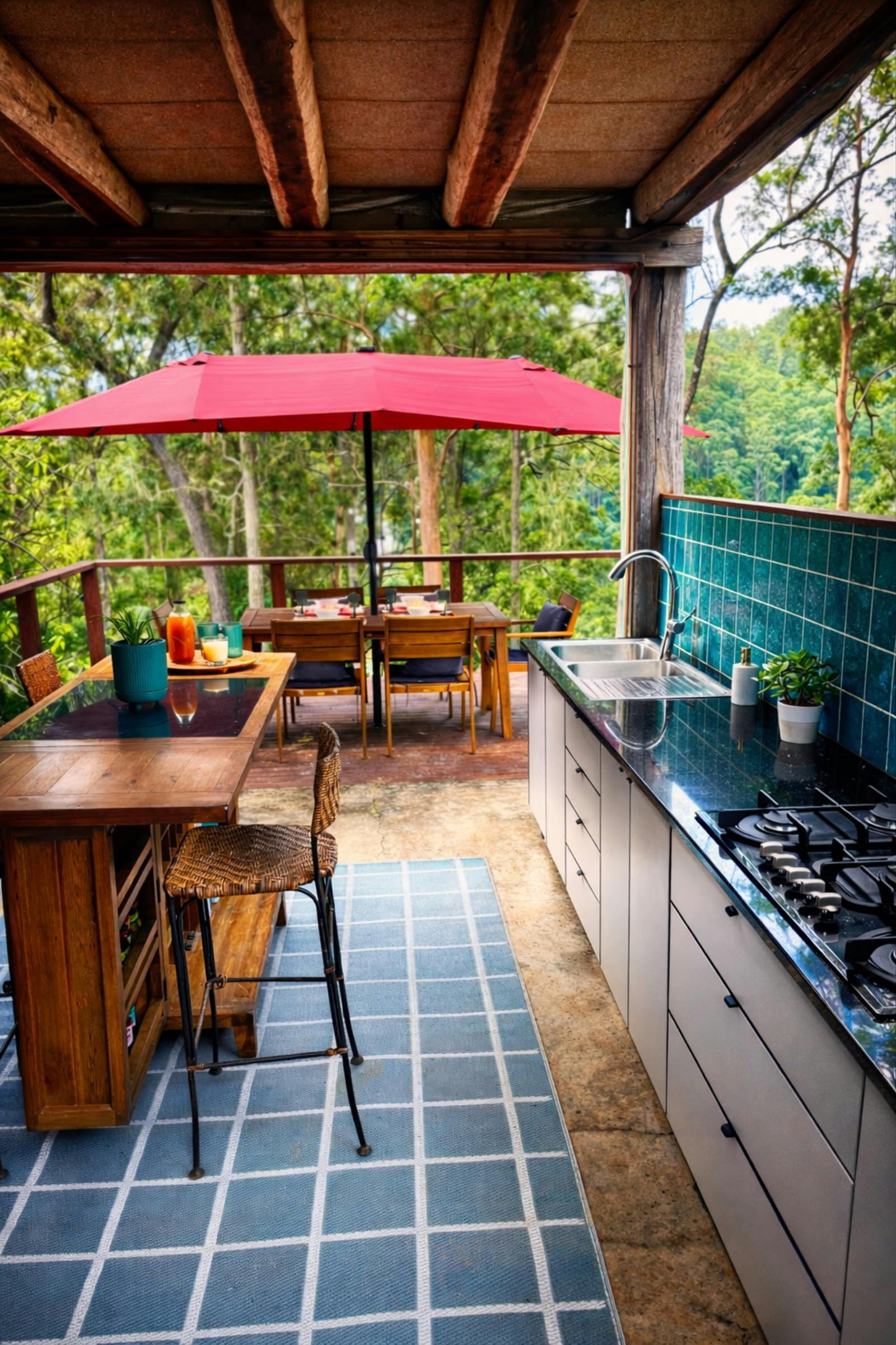 kitchen outdooes with umbrella