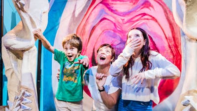 Little boy, auntie and teenage girl pose for a photo