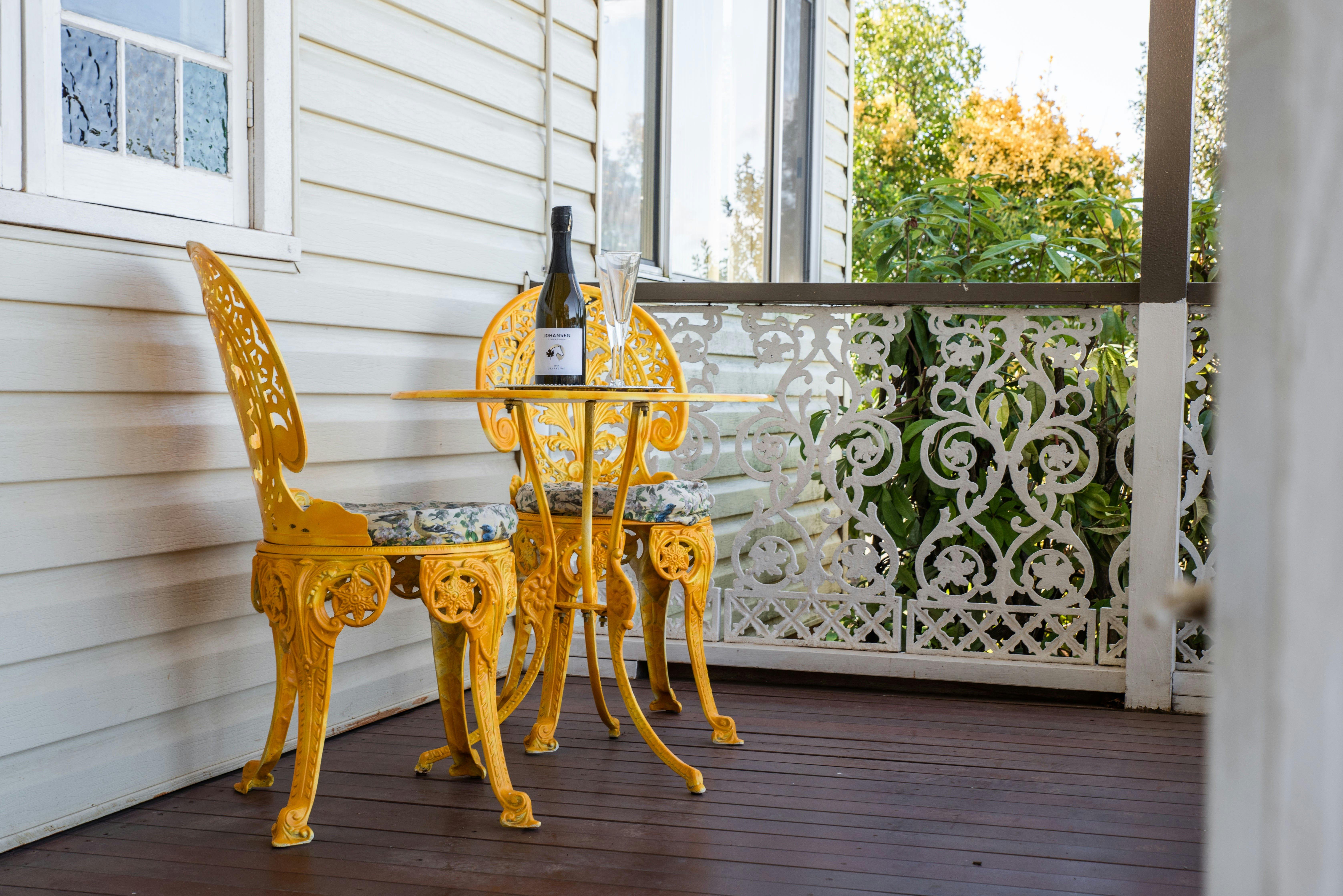 Enjoy a glass of wine and take in the stunning vineyard views