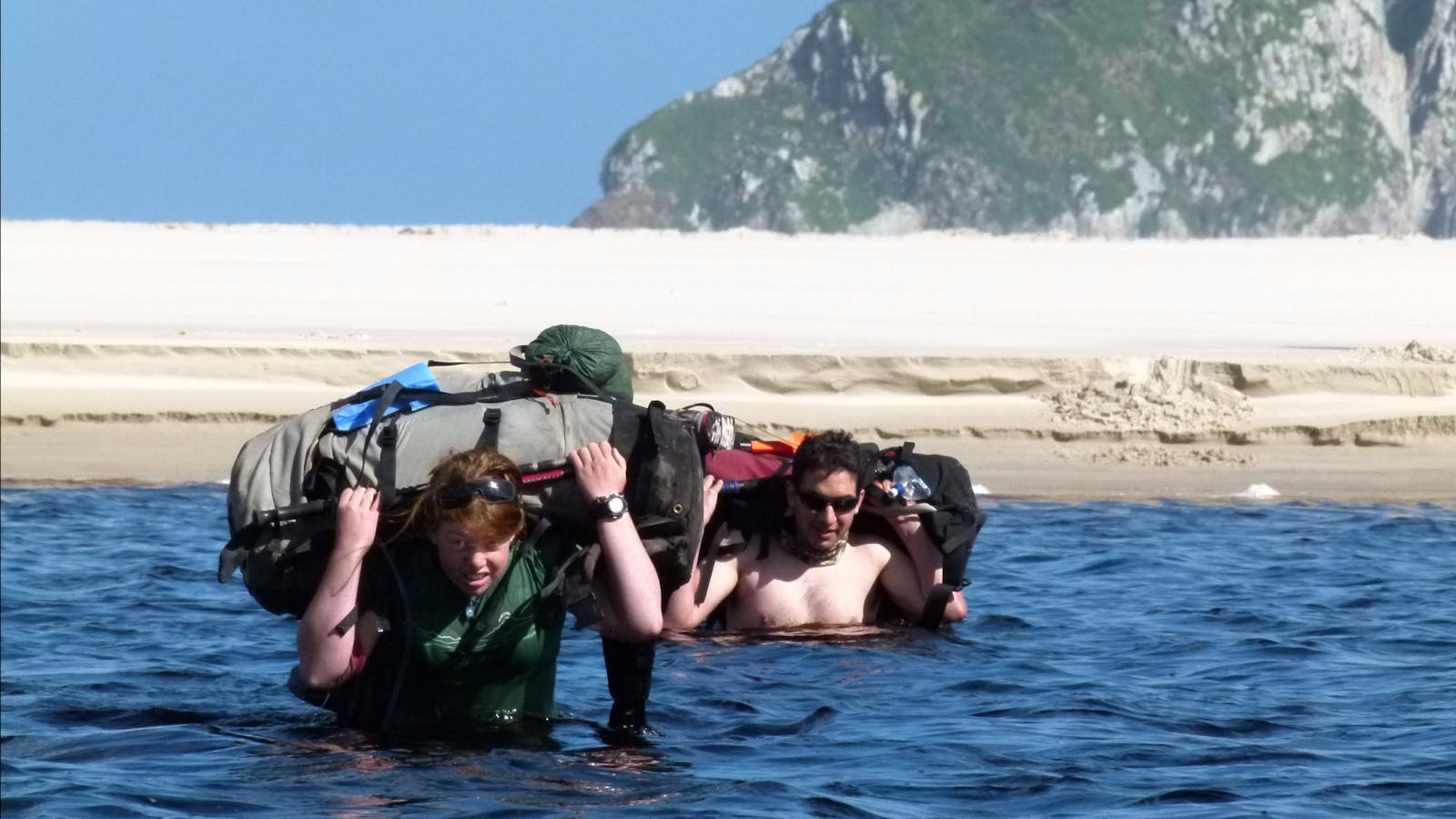 Crossing New River Lagoon on Tasmania's South Coast Track