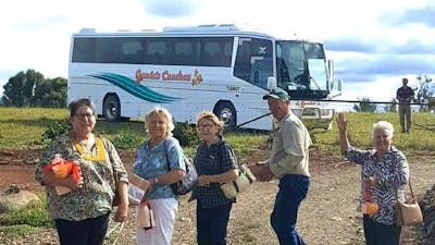Coach tour departing from eucalyptus oil distillery demonstration and eucalyptus product shopping