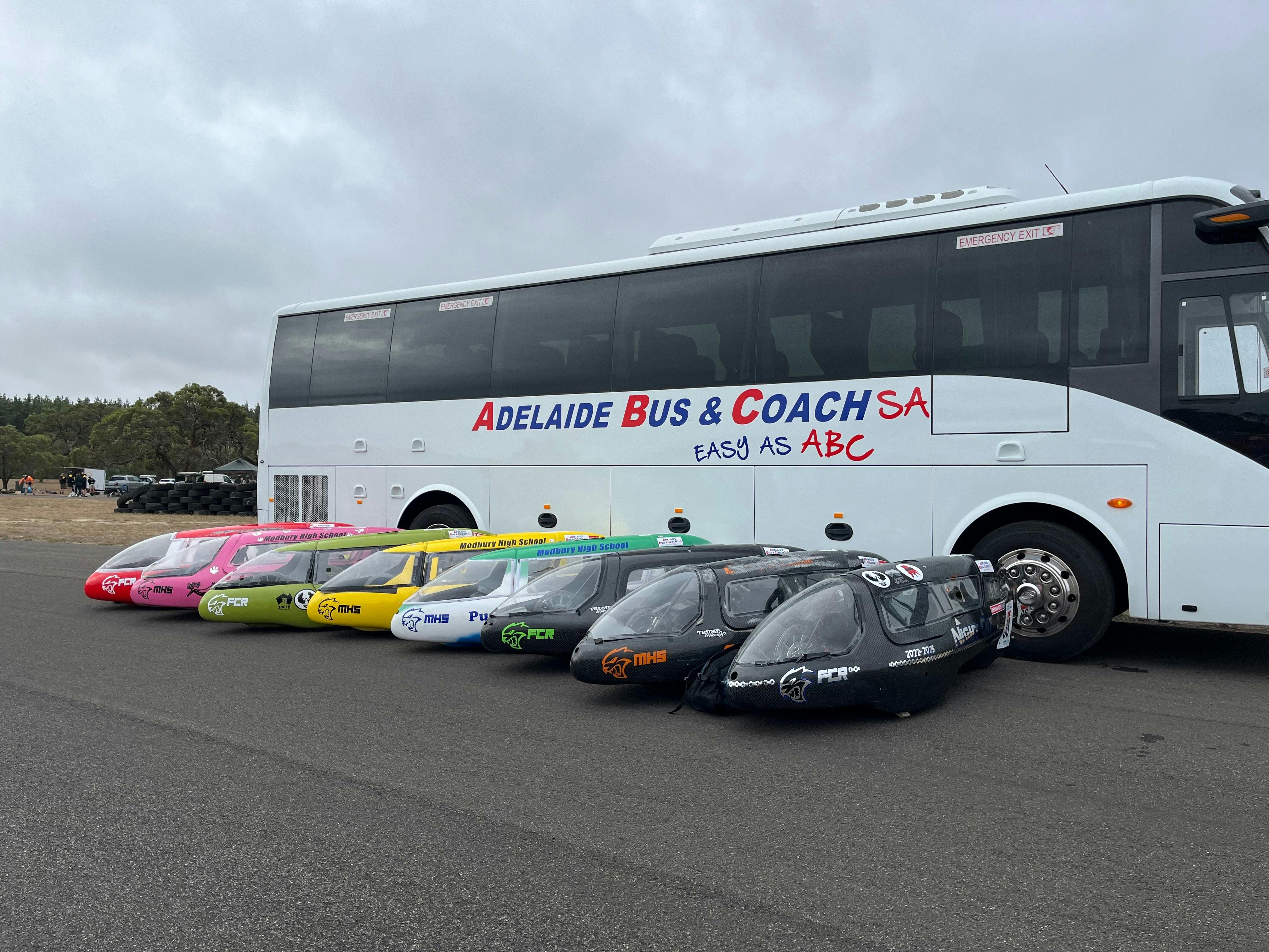 57 passenger charter coach sport event Australian HPV  Super Series race 1 Mt Gambier 2025