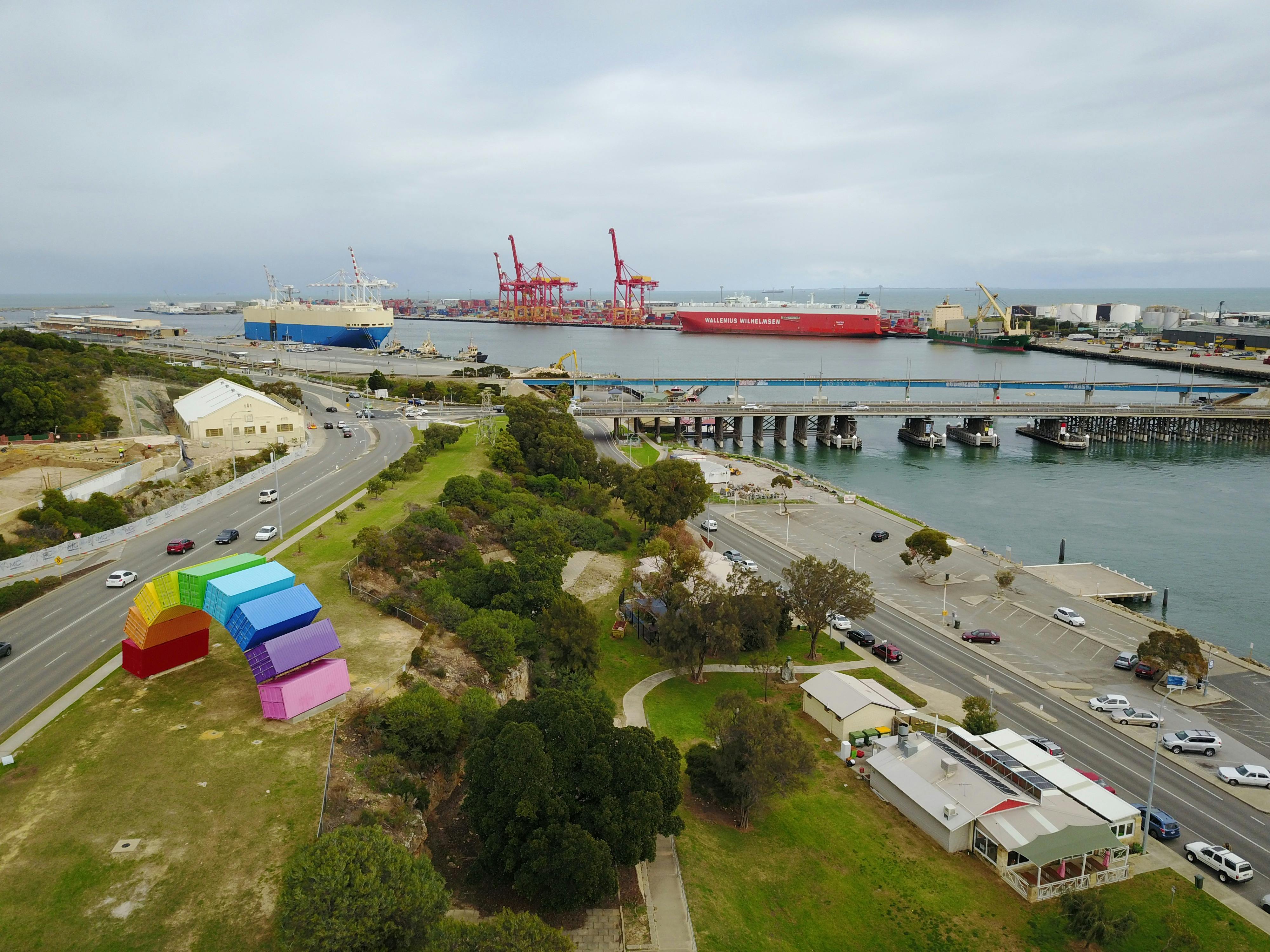 Aerial view of Rainbow and Fremantle Port