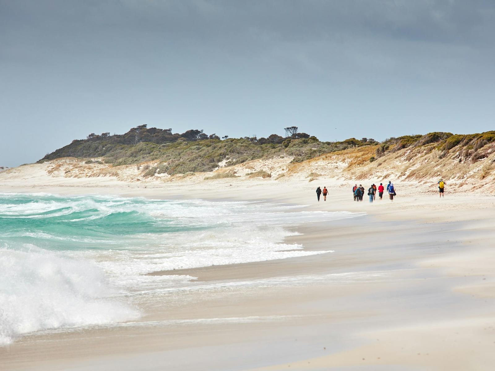 our Group Top Camp Heading South Park Trek Walking Holidays Bay of Fires Hiking Tour
