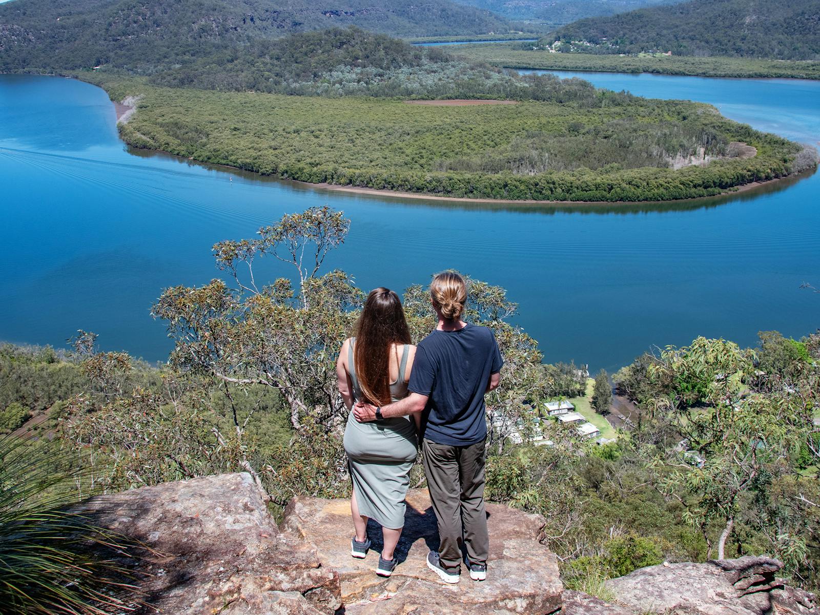 Couple looking over valley