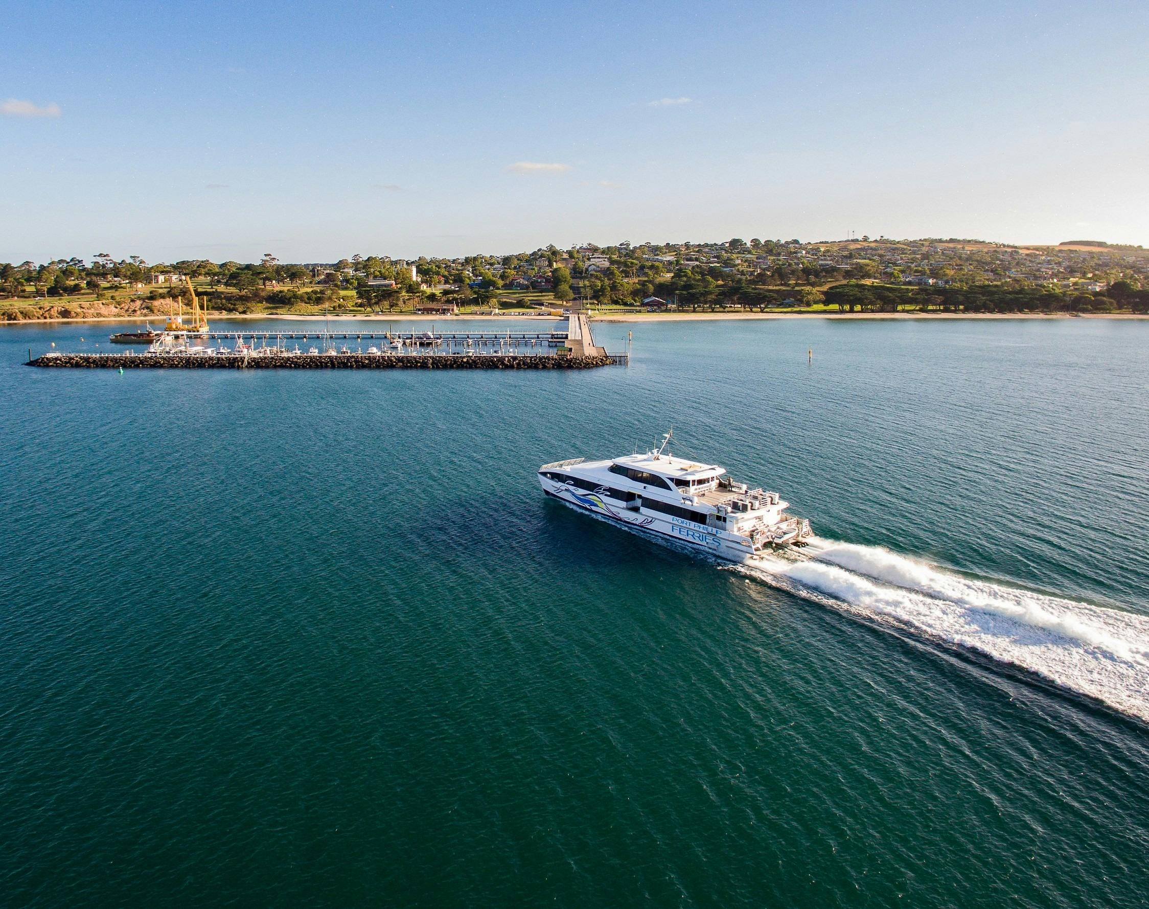 ferry sailing towards Portarlington