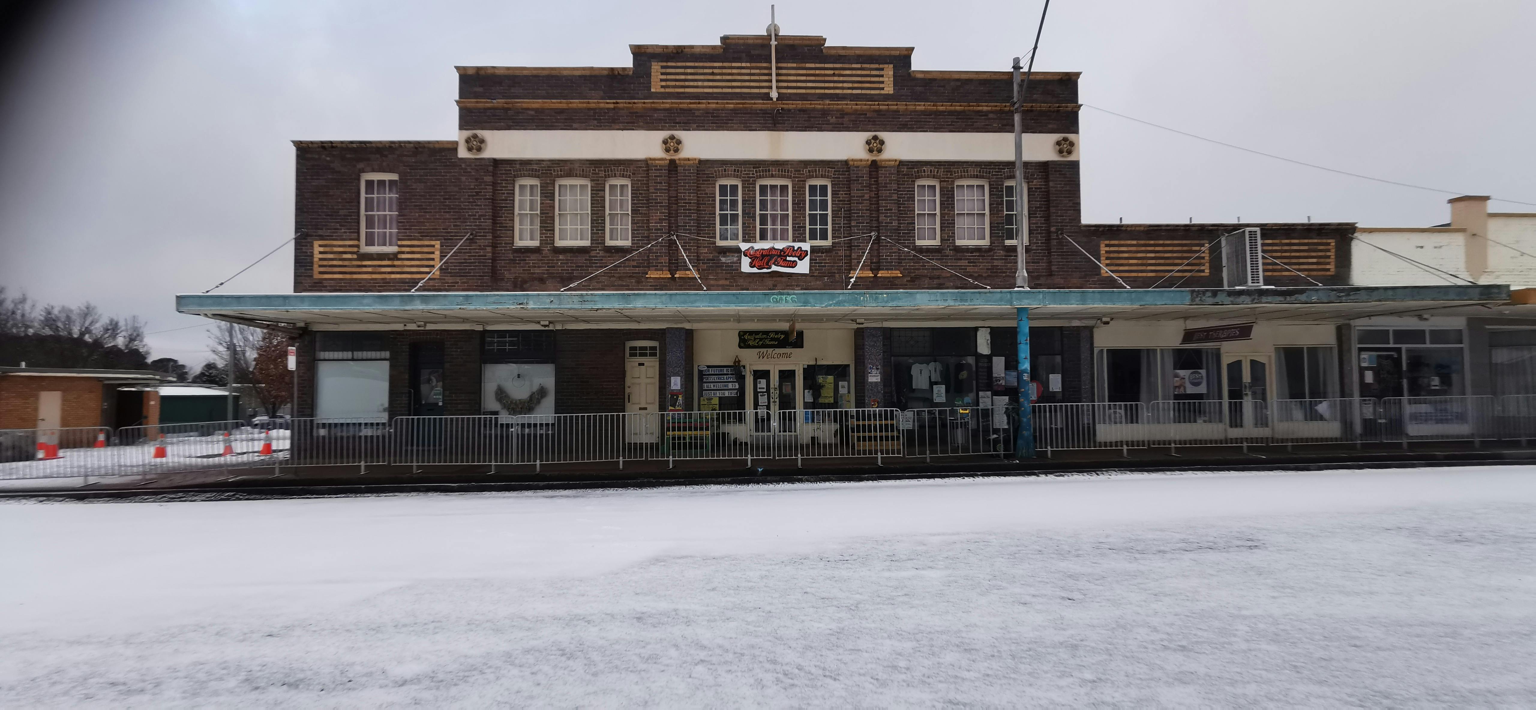 Australian Poetry Hall of Fame in the snow 2021 front on view