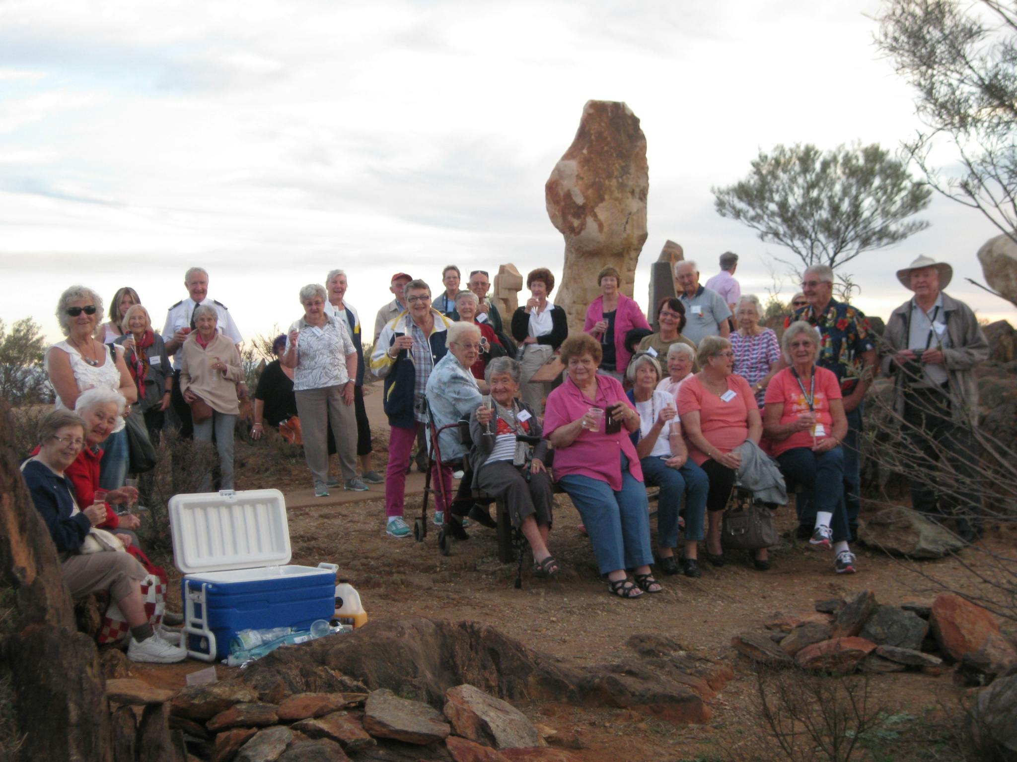 Group of happy travellers on the Broken Hill tour
