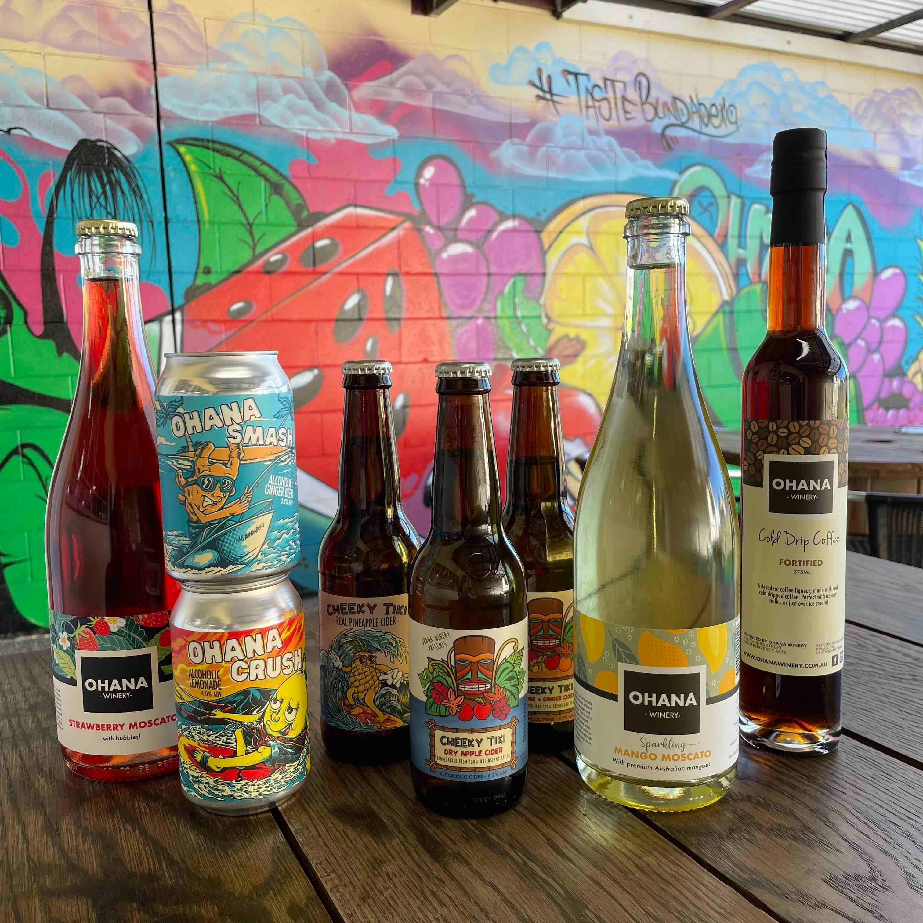 Photograph of alcohol bottles displayed on table