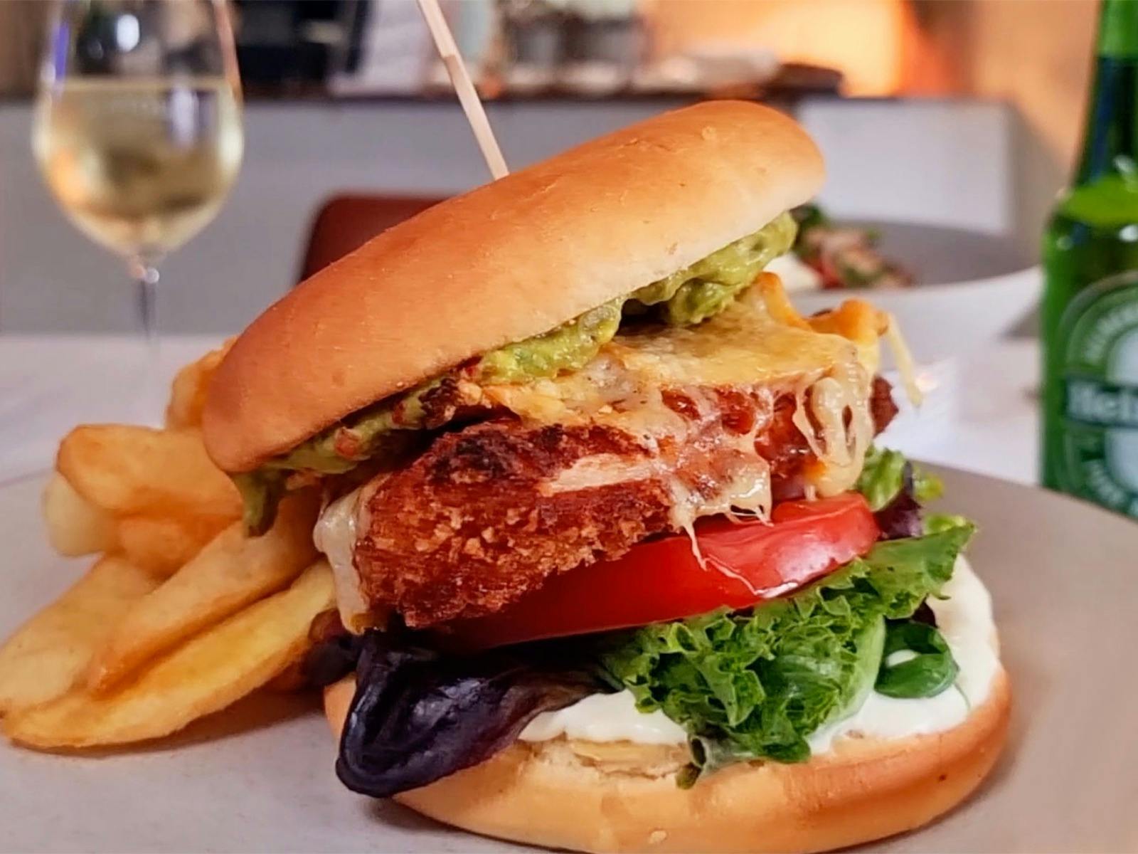Loaded burger with fries