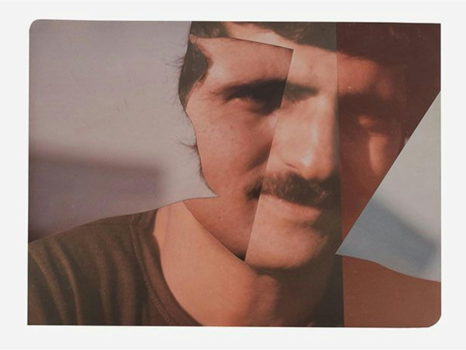 A photo collage of a person in brown shirt with face is indistinct due to the collage effect.