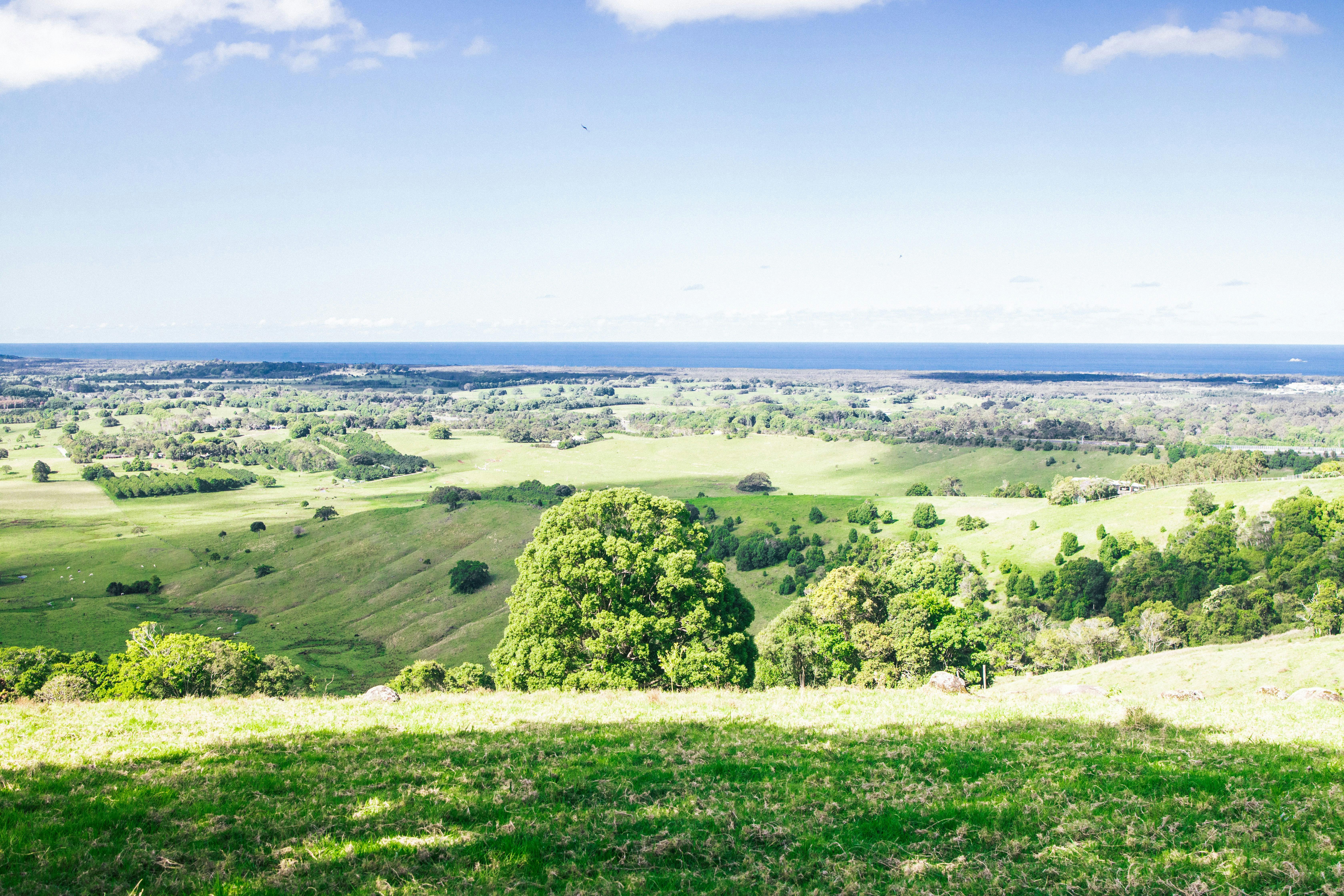 Breath-taking view of the coast from a farm.
