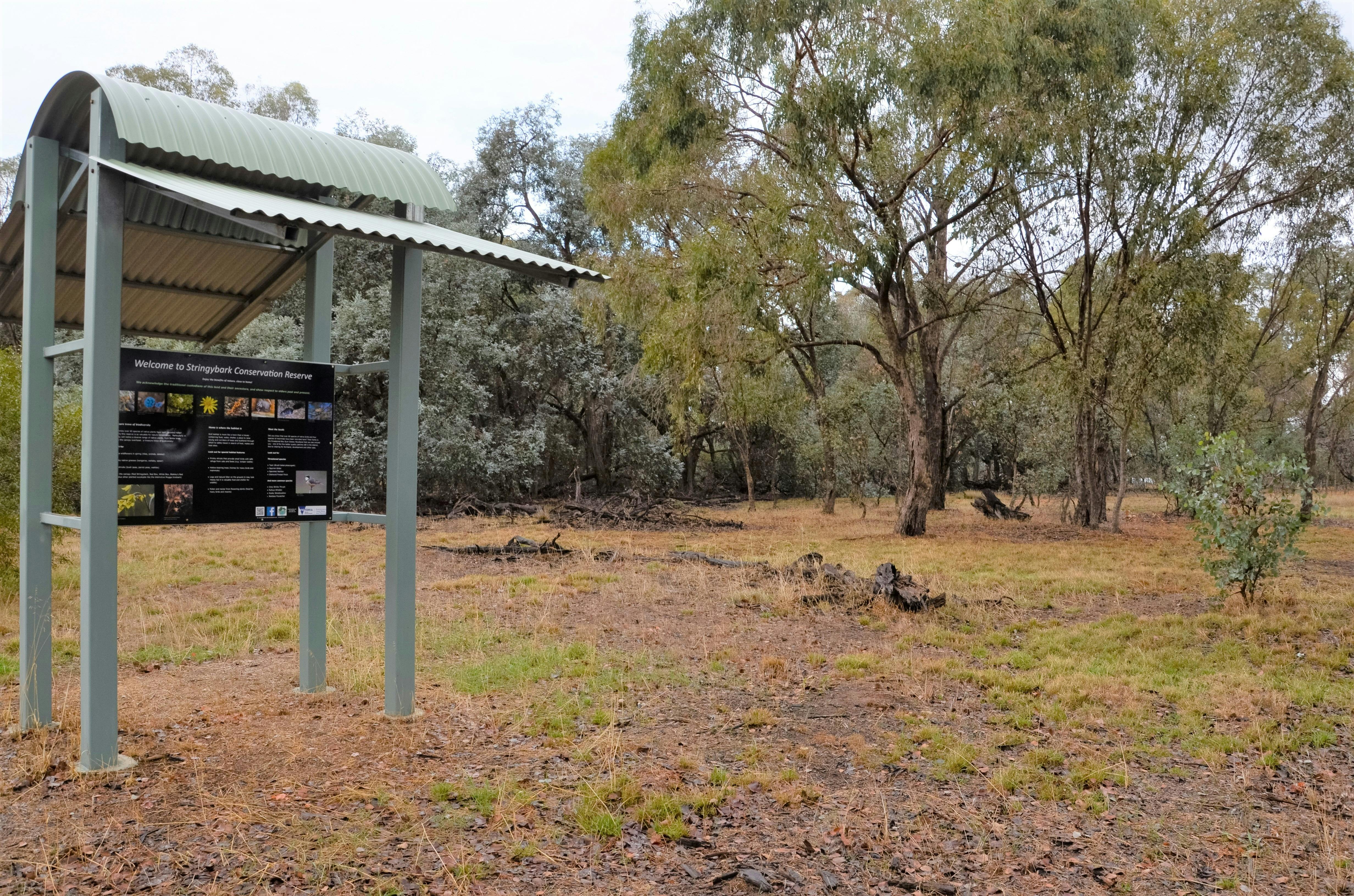 An information shelter at Stringybark Reserve.