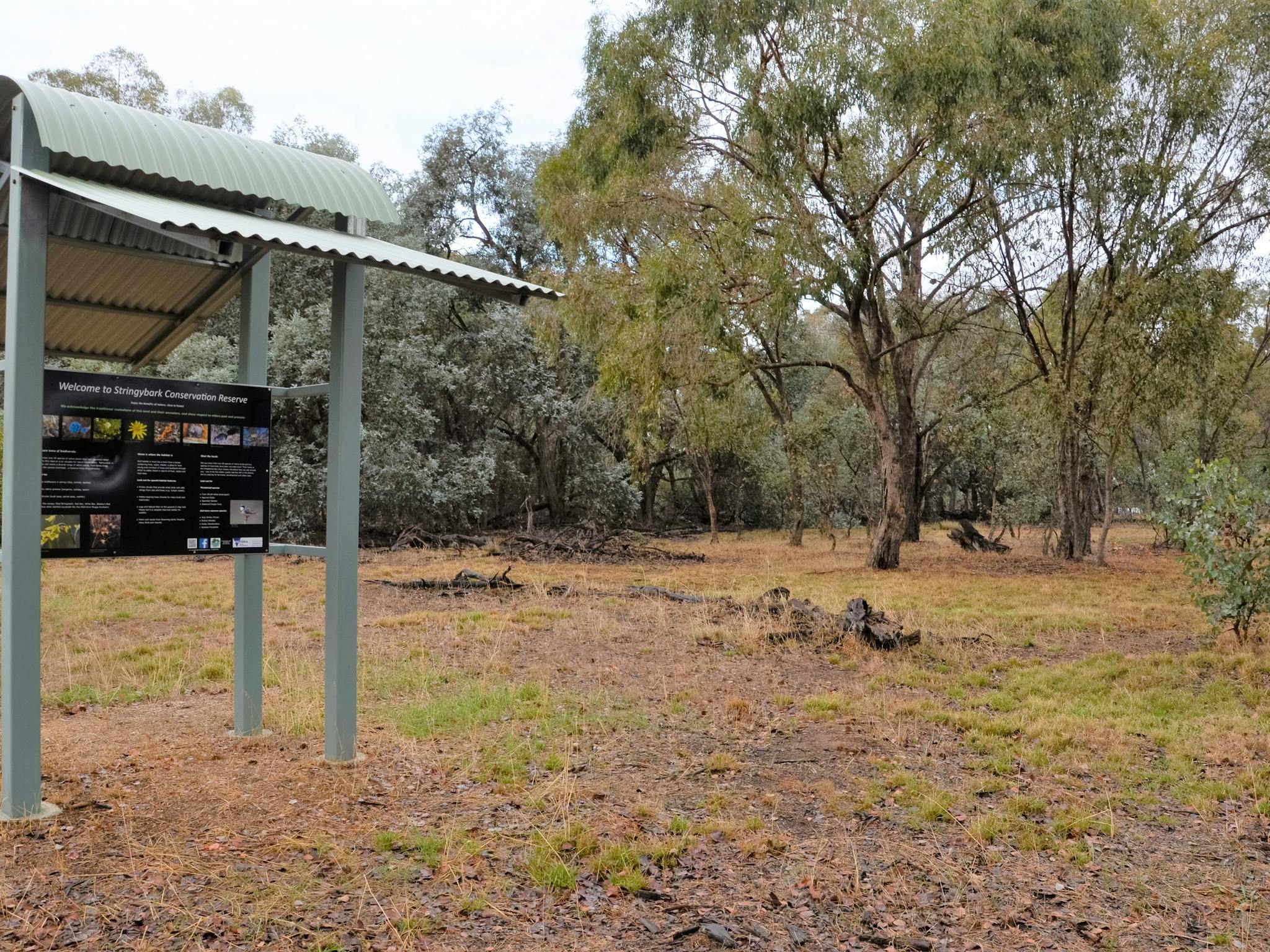 An information shelter at Stringybark Reserve.