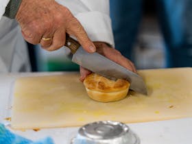 The cold steel of scallop pie judging