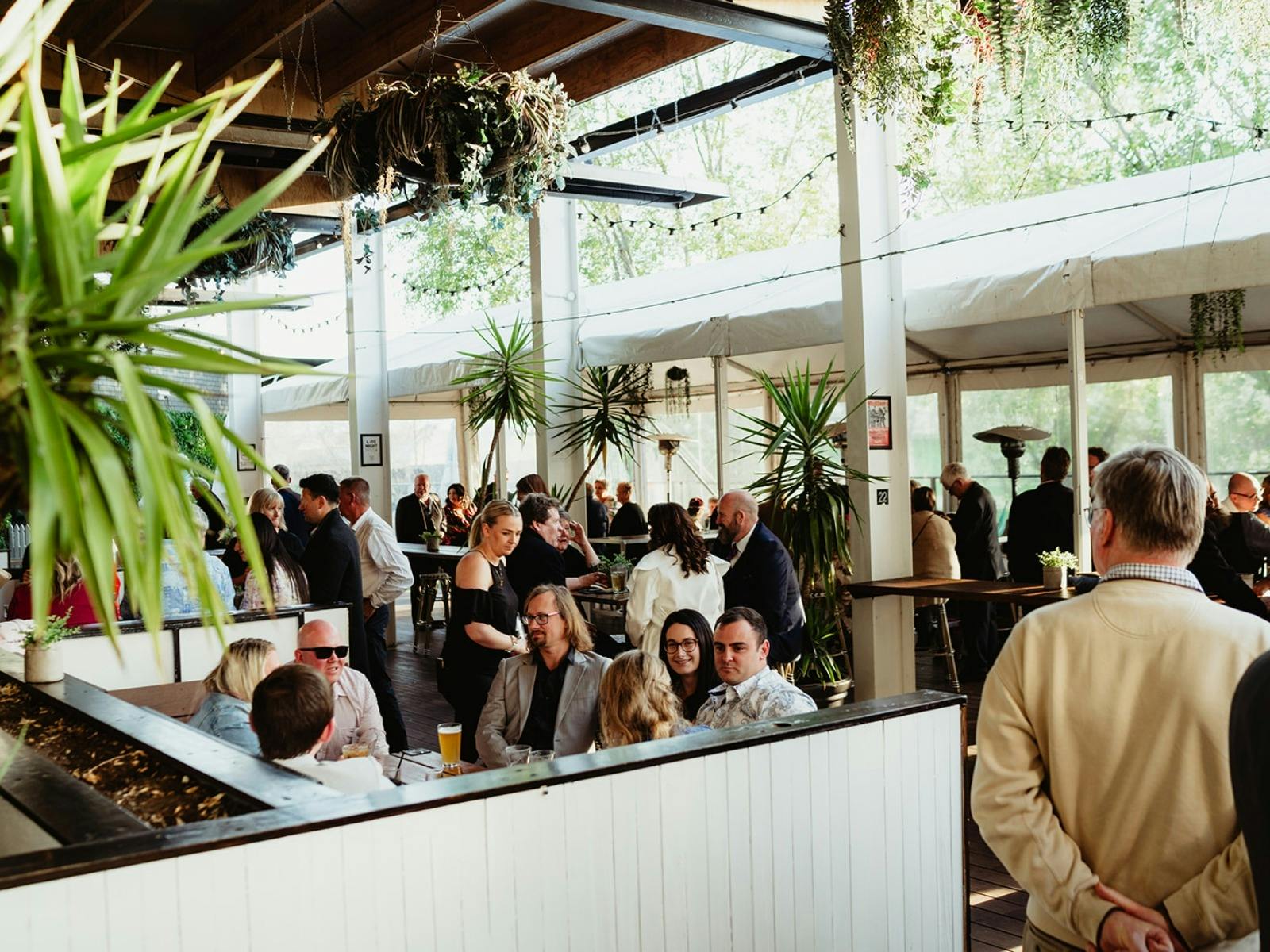 Tilly's Deck with people for a wedding