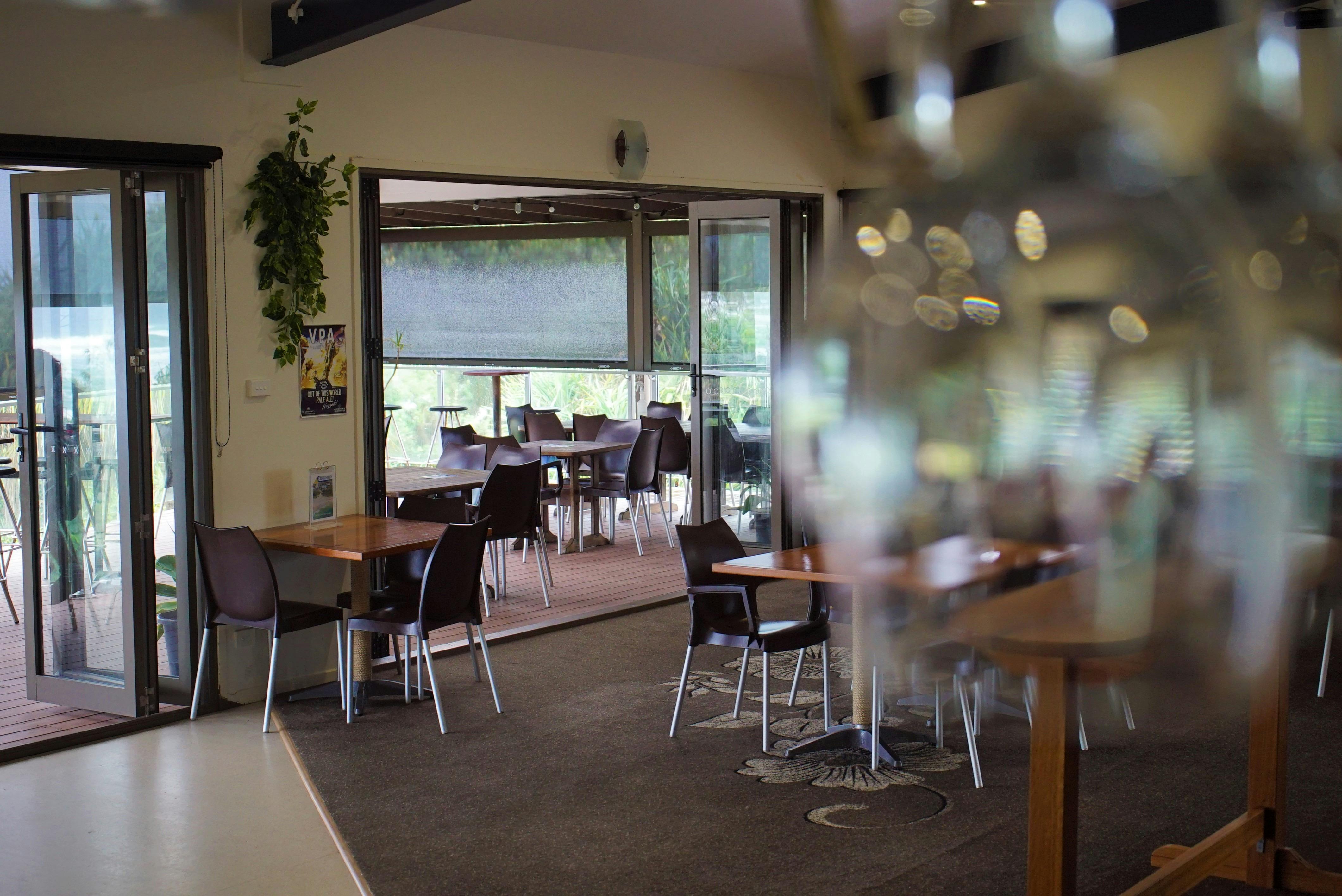 A view of the Cabarita Beach SLSC dining area and deck.