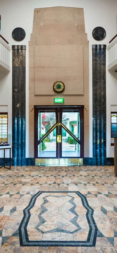 Entrance of the NFSA showcasing its art deco details