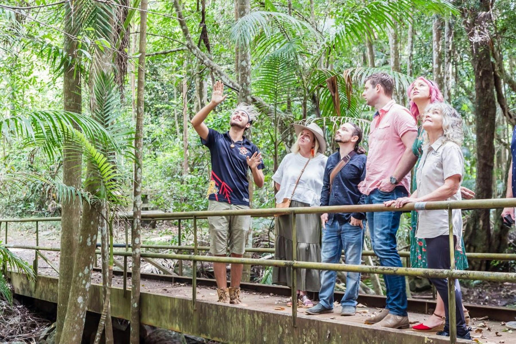 Visitors to the rainforest with a TribalLink guide