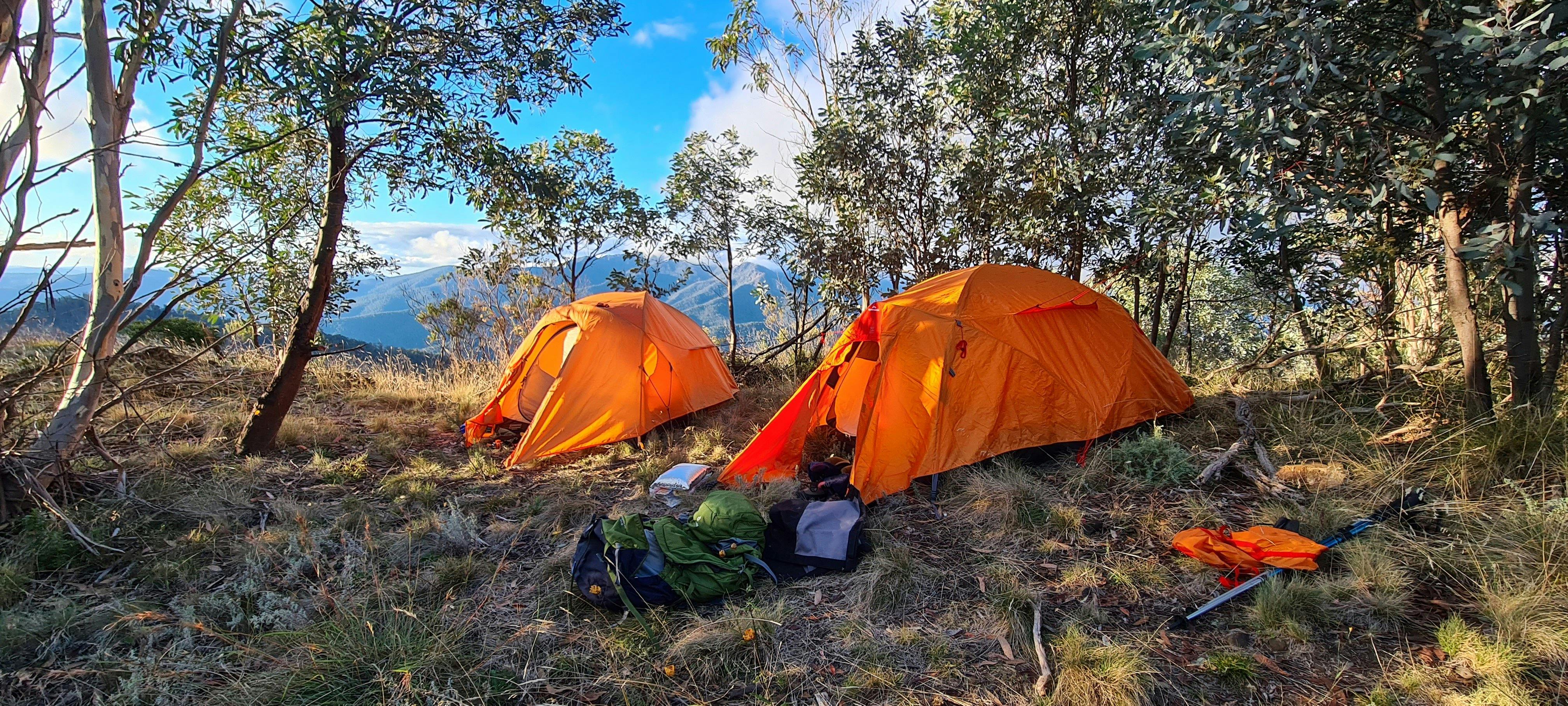 A couple of tents pitched up at Eagles Peaks with gorgeous view straight from the tent.