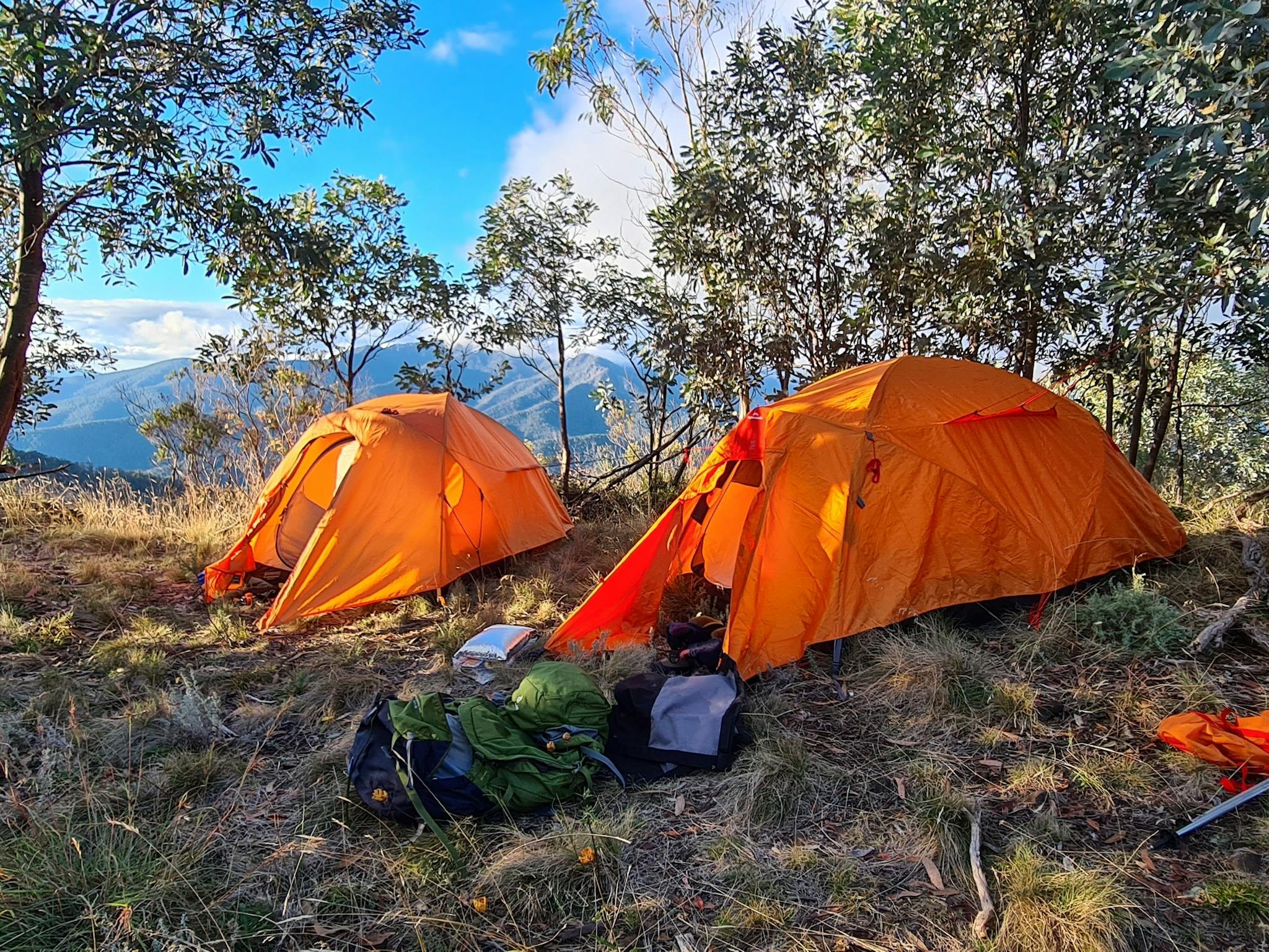 A couple of tents pitched up at Eagles Peaks with gorgeous view straight from the tent.