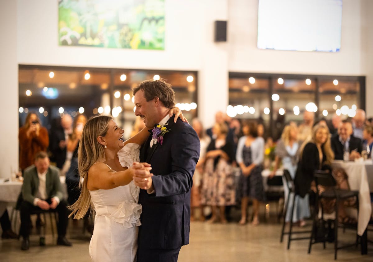 Fleurieu Gin Wedding Reception, couple having first dance in front of guests