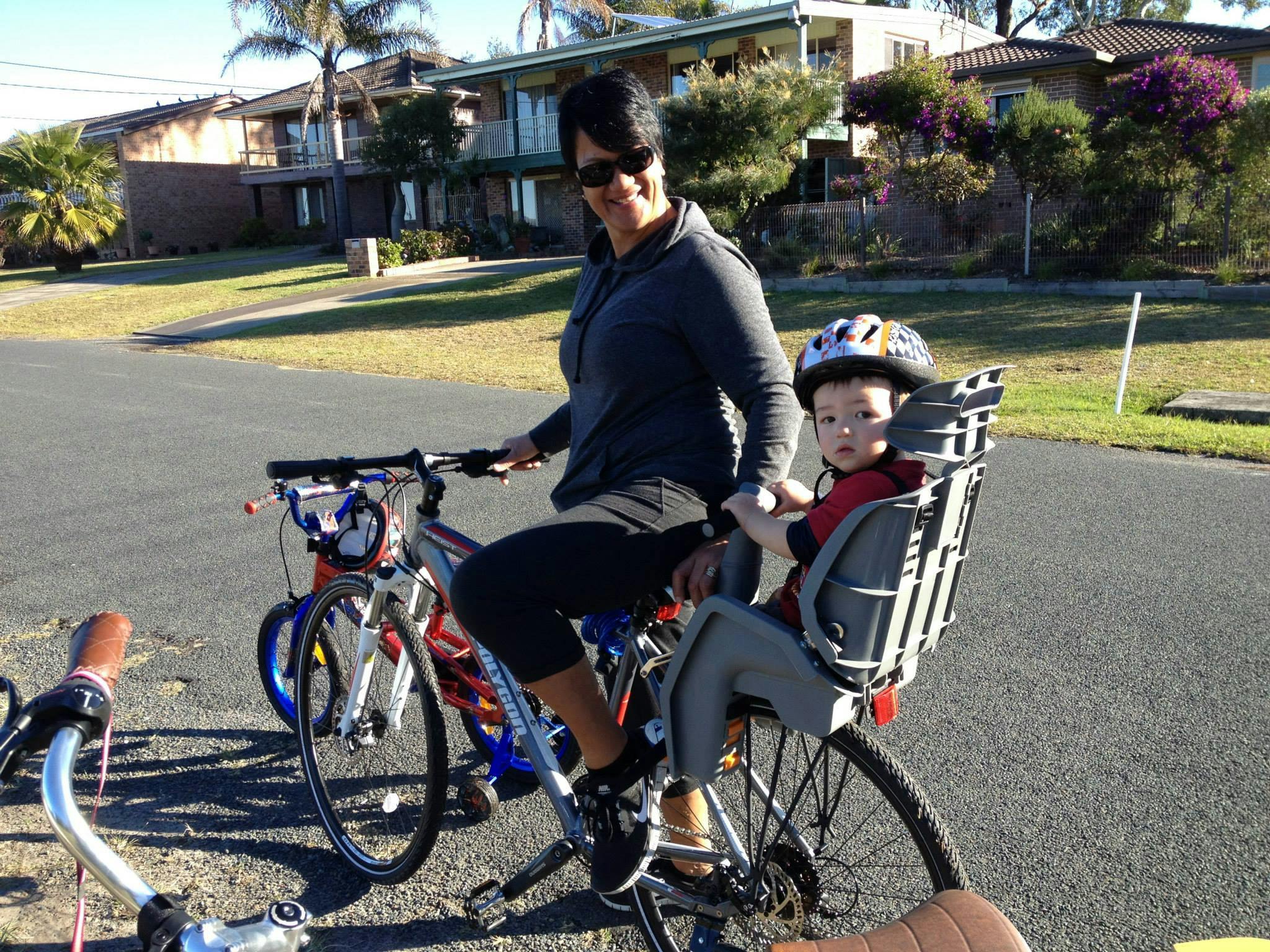 Baby seat on hybrid bike