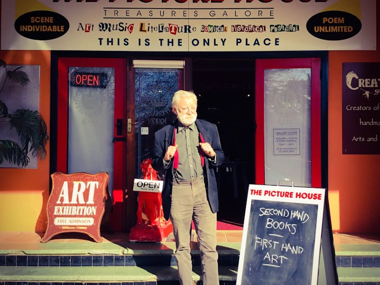 Max Cullen outside The Picture House Gallery & Bookshop