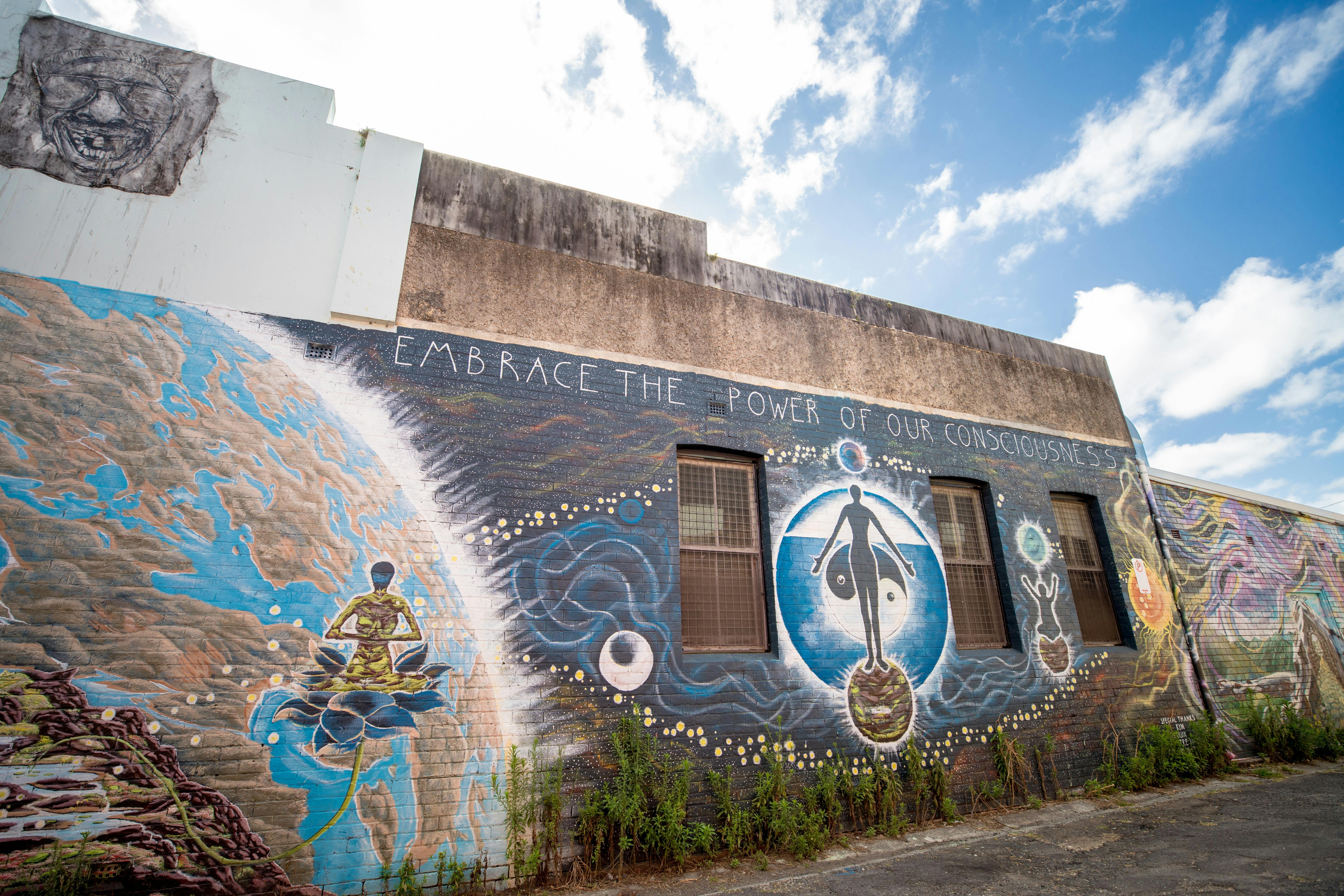 Wall art in one of the Byron villages.