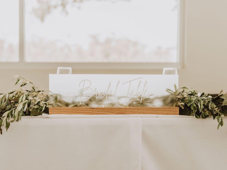 buffet with linen table cloth