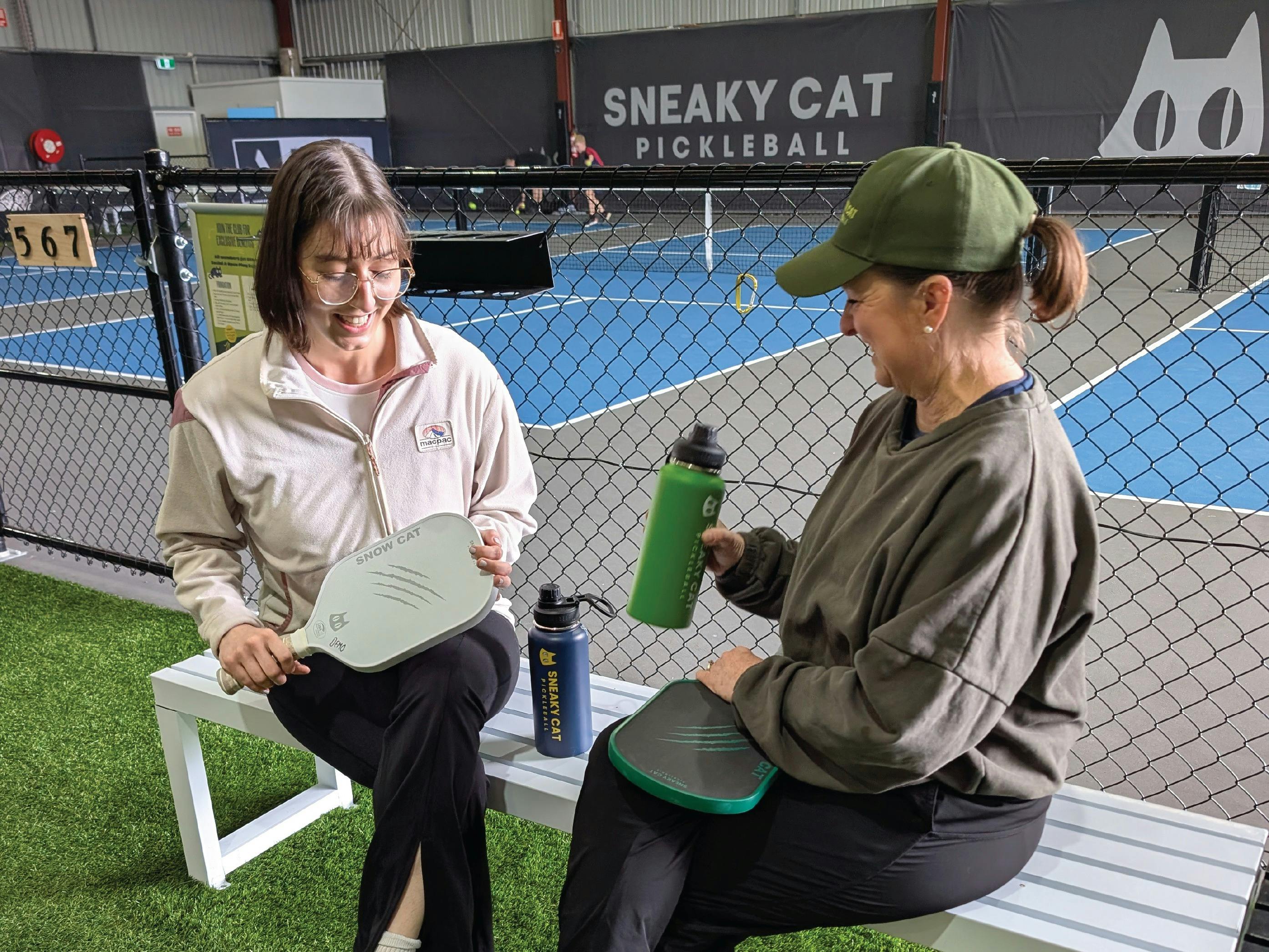 Sitting court side in the spacious waiting area.