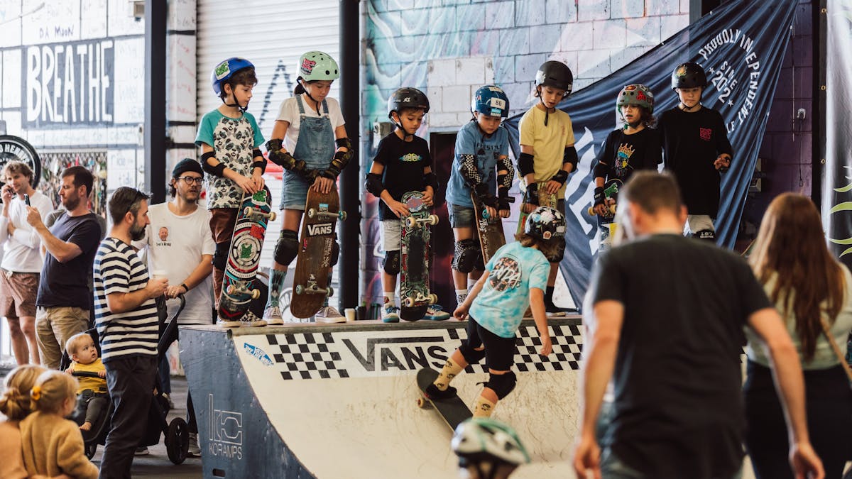 Children skating  during the Slick Surface with Rock n Slide Festival