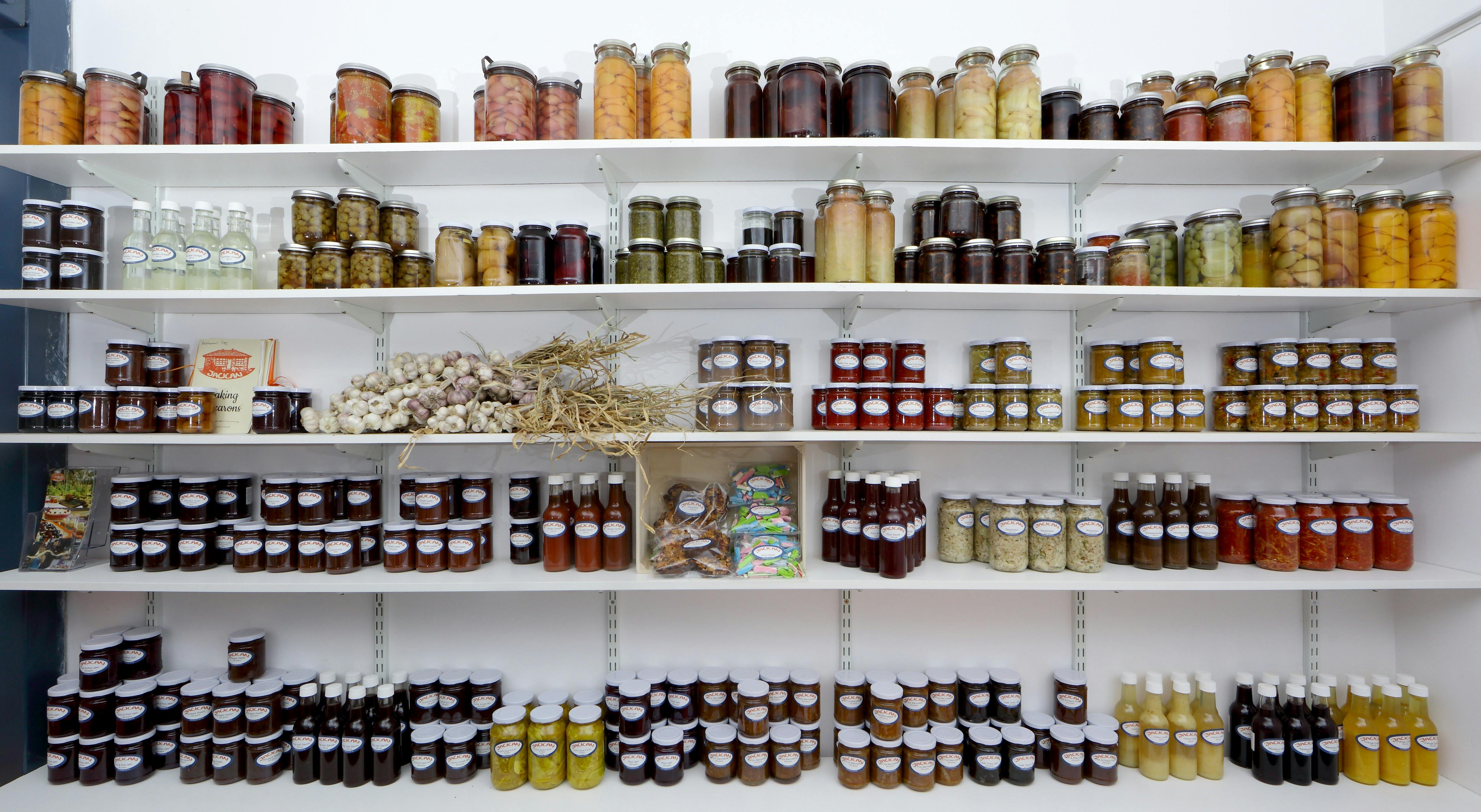 Jars of Jacican preserves in the Jacican Cooking School and Food Studio