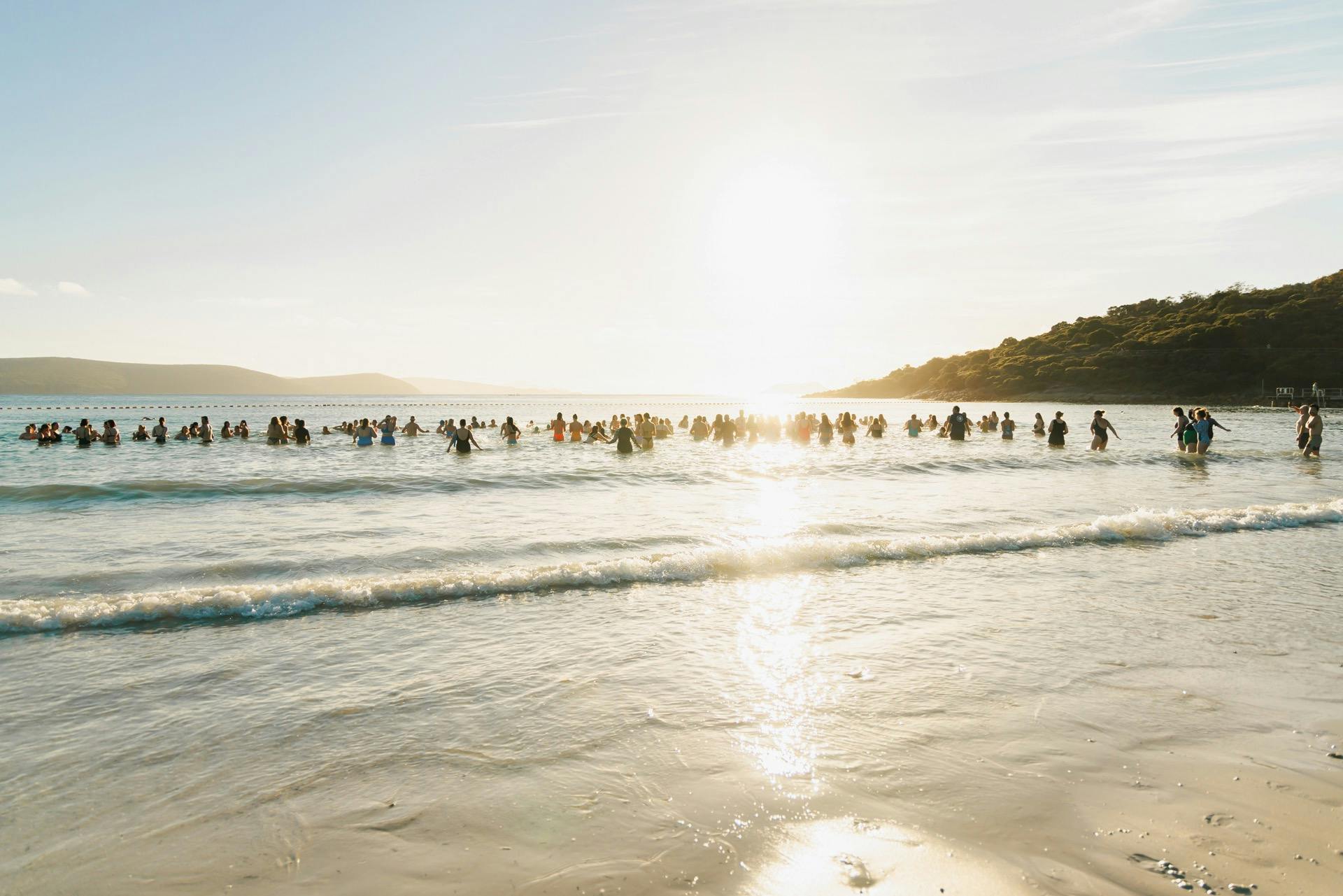 Guests swimming during Cold Nips at Middleton Beach