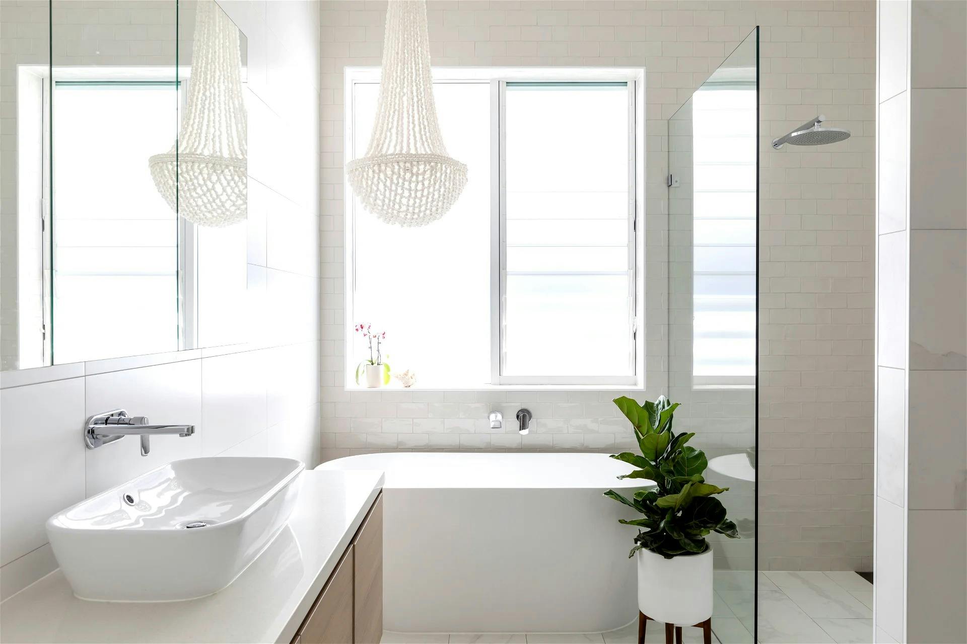 modern family bathroom with its free-standing bath