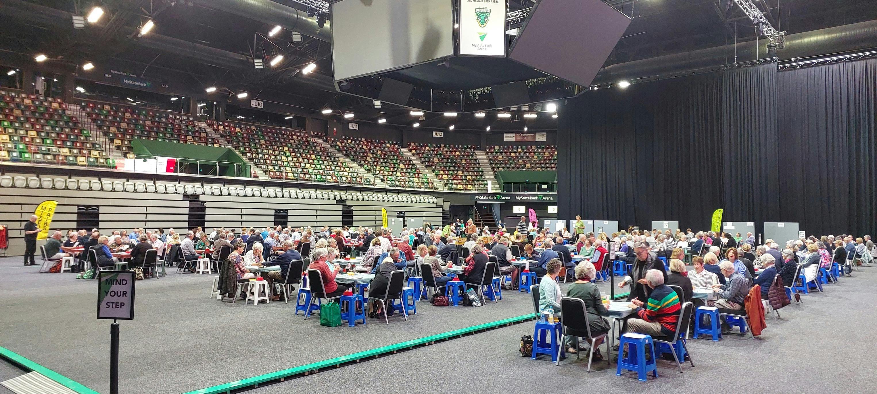 Tasmanian Festival of Bridge players at tables in MyState Bank Arena