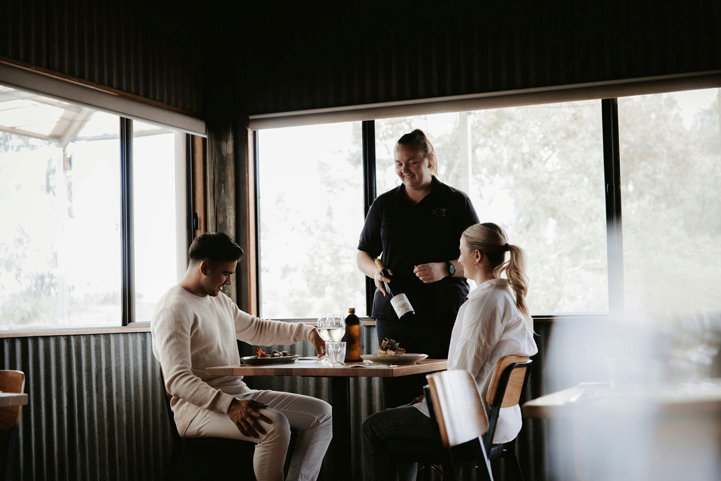 Couple dining at the Woolshed Restaurant