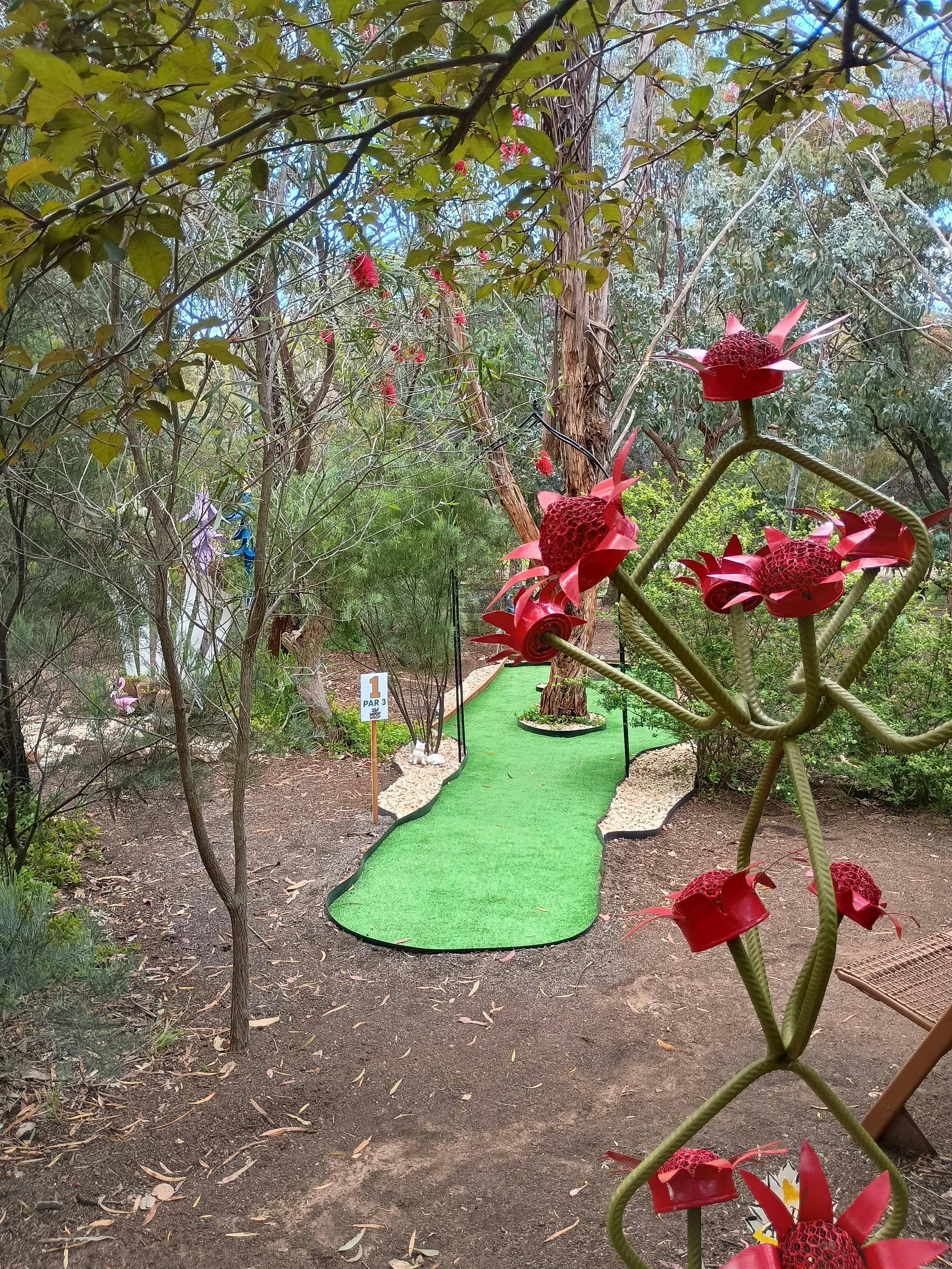 Hole 1 of the wacky Woop Woop mini golf course.