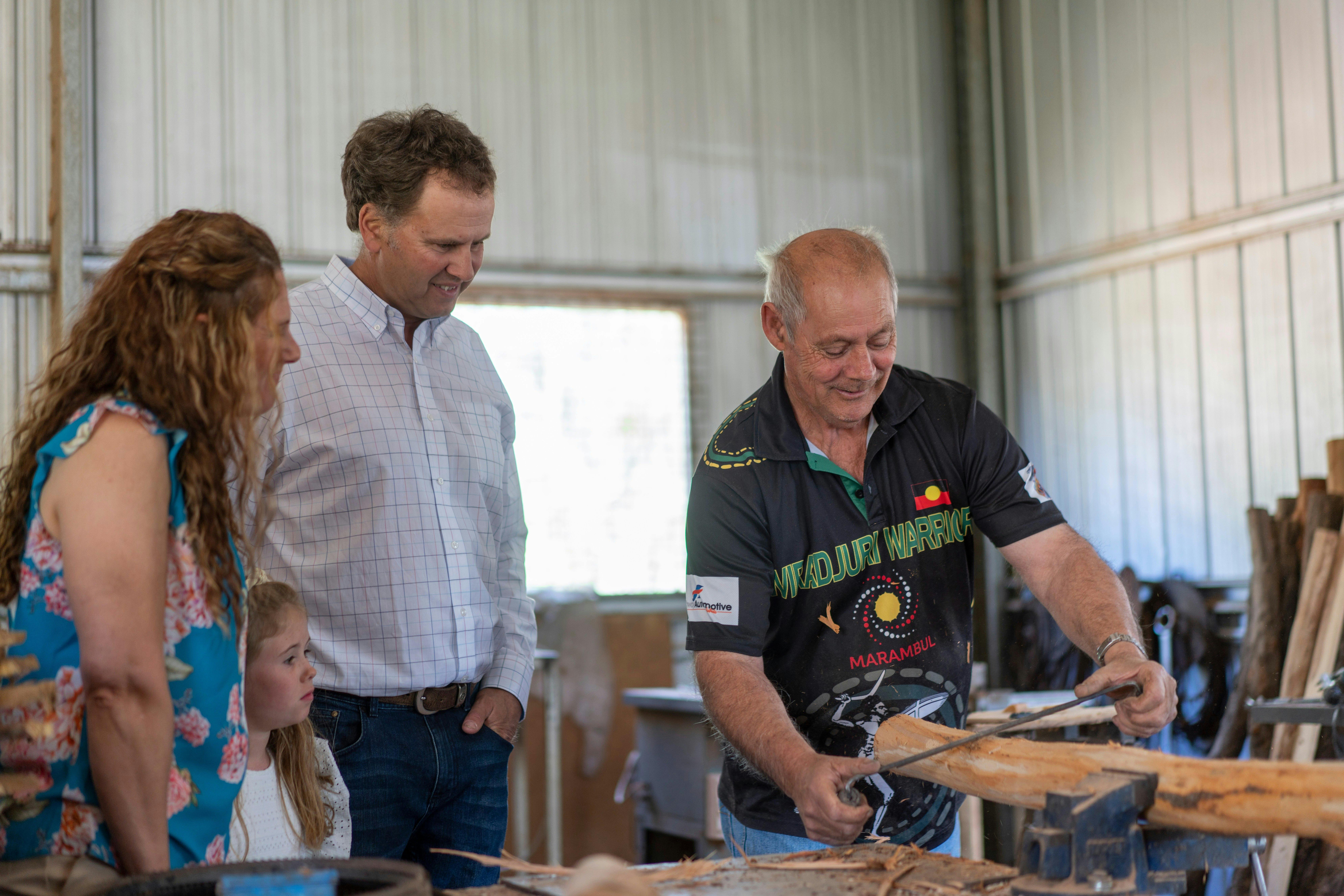 A family visiting Sandhills Artefacts