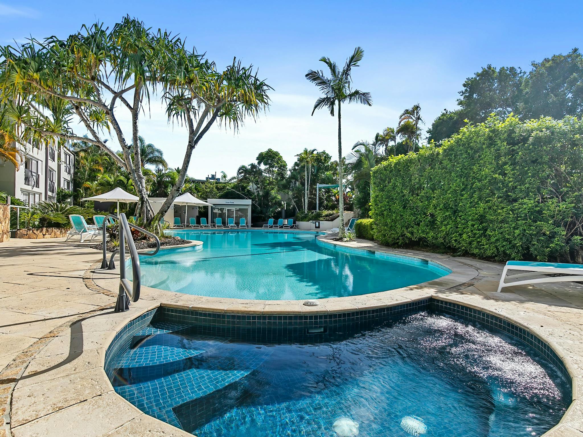 Main pool and spa area Main pool and spa area