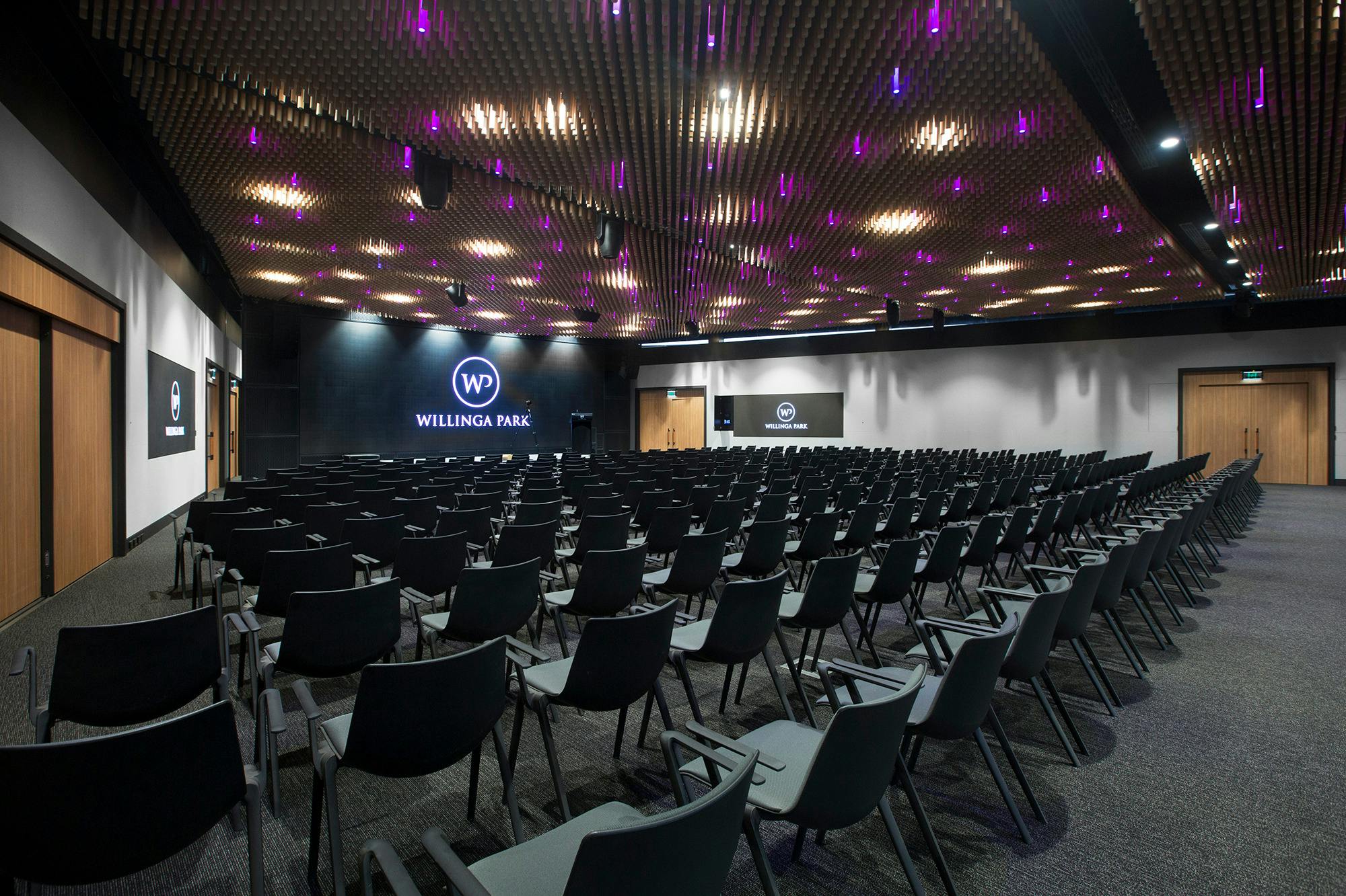 Main room set up with chairs in theatre style